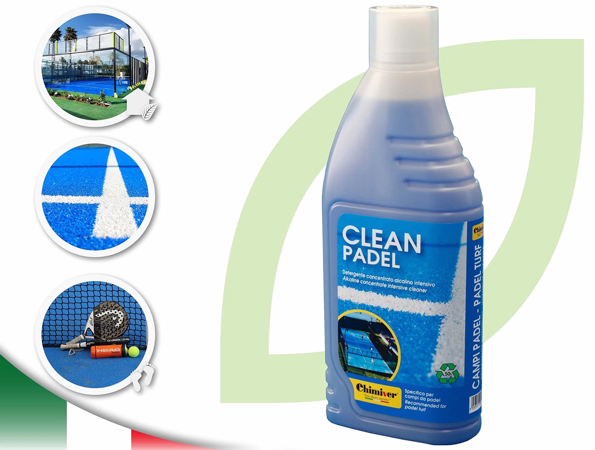 Chimiver Kit Clean Padel Set detergenza campi da Padel Windows Star detergente antistatico vetri 7L + 2x750ml