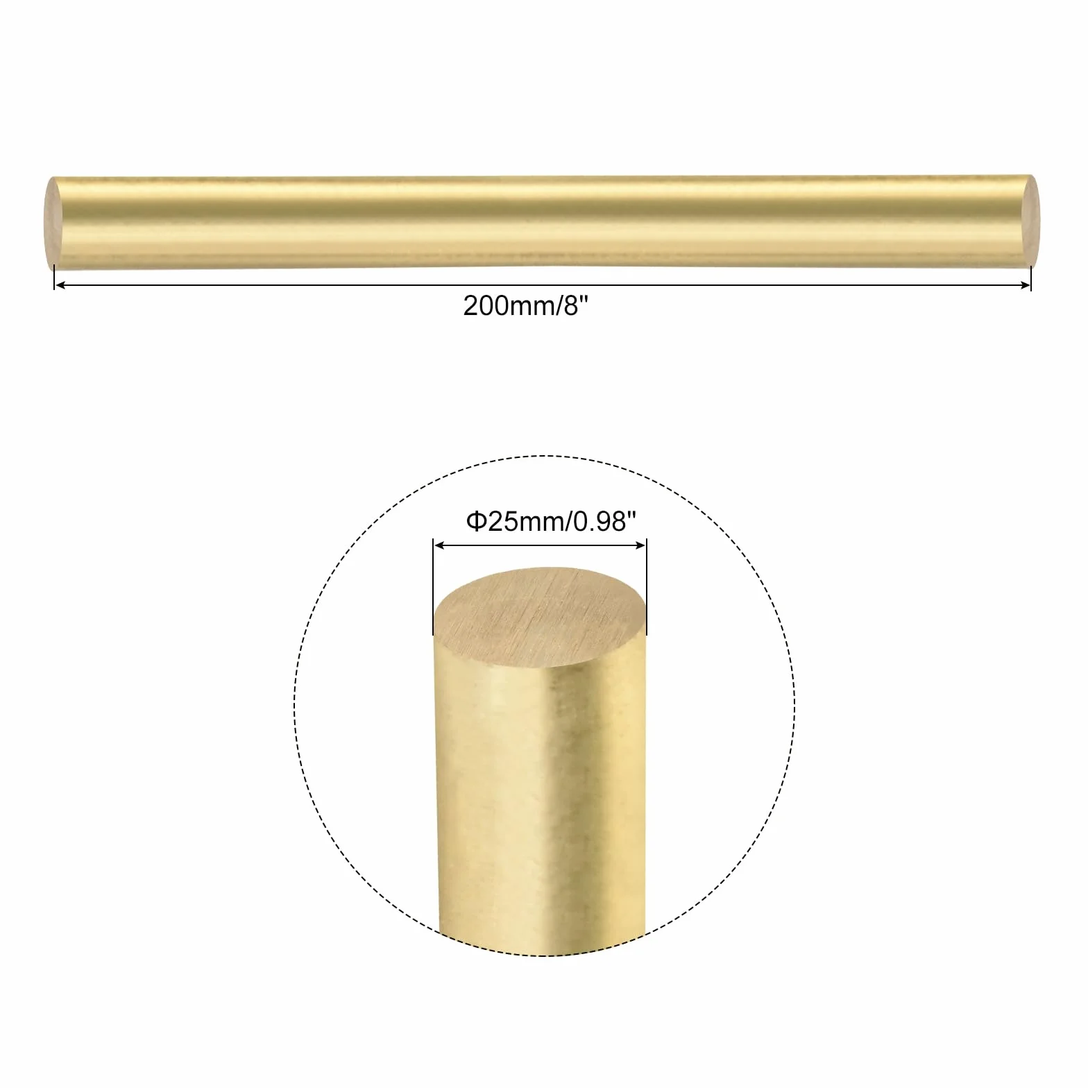 Pręt Okrągły Mosiądzny 25mm x 200mm QUARKZMAN do Toczenia Rękojeści Noży Modelarstwo