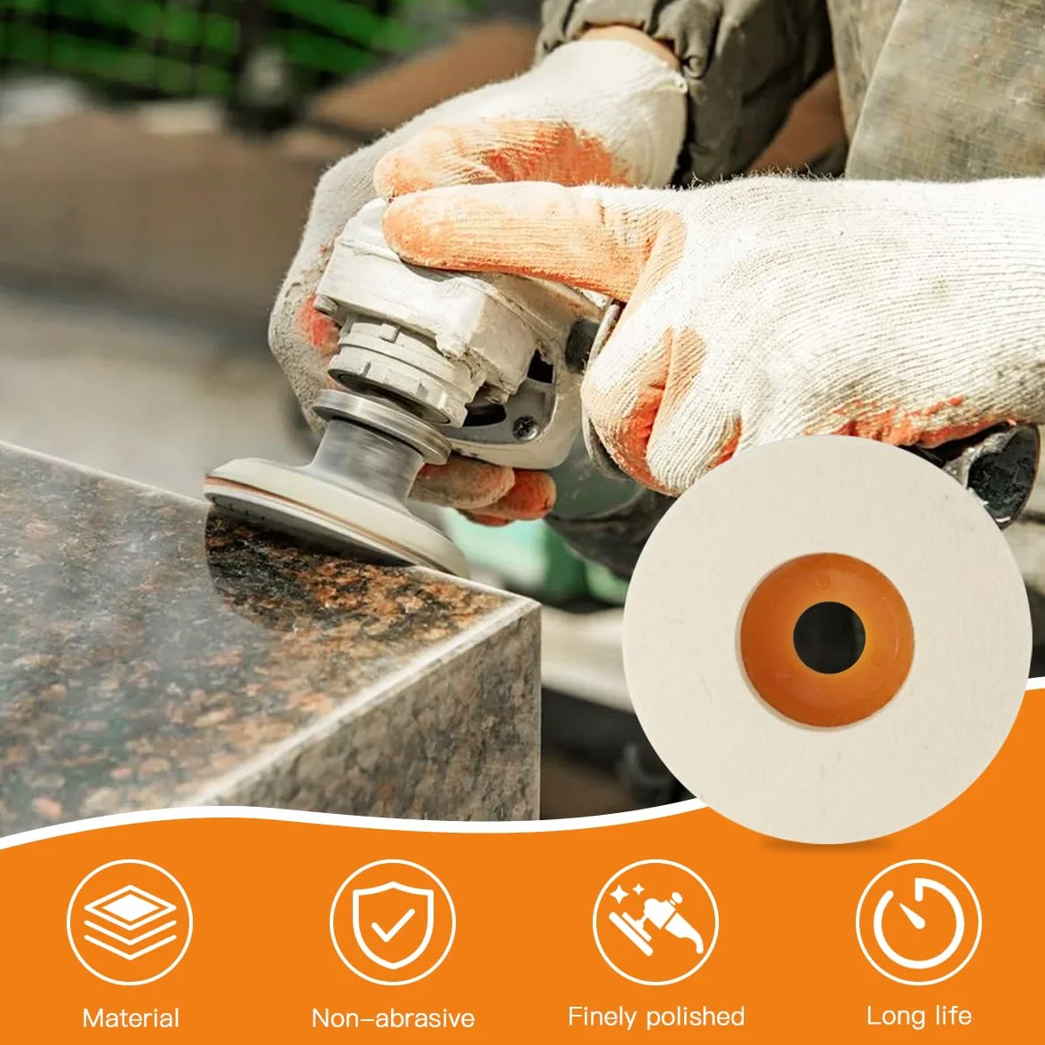 Disco di Lucidatura in Lana 125 mm 6 Pezzi per Smerigliatrice Angolare Vetro Ceramica Metallo