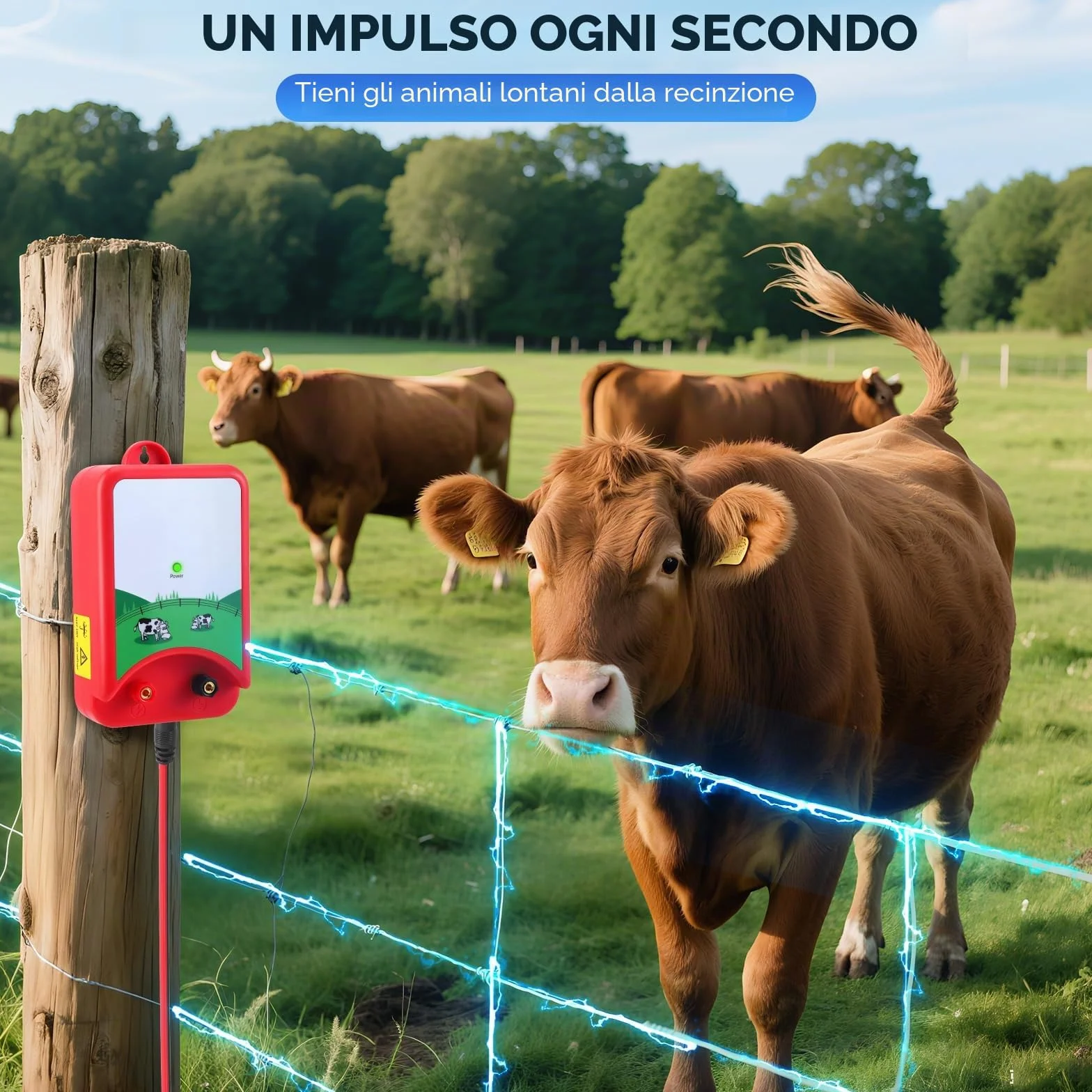 Elettrificatore Per Recinto Elettrico 10Km 12V 1.5J Per Animali Cane Cinghiale Cavalli Pecore