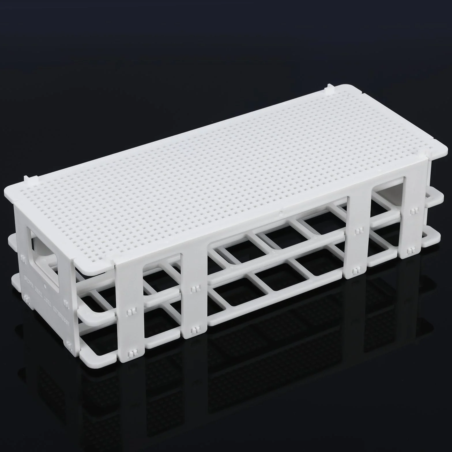 Stonylab Portaprovette 25 mm 24 Posti Supporto in Plastica Bianca Amovibile 3 Livelli da Laboratorio