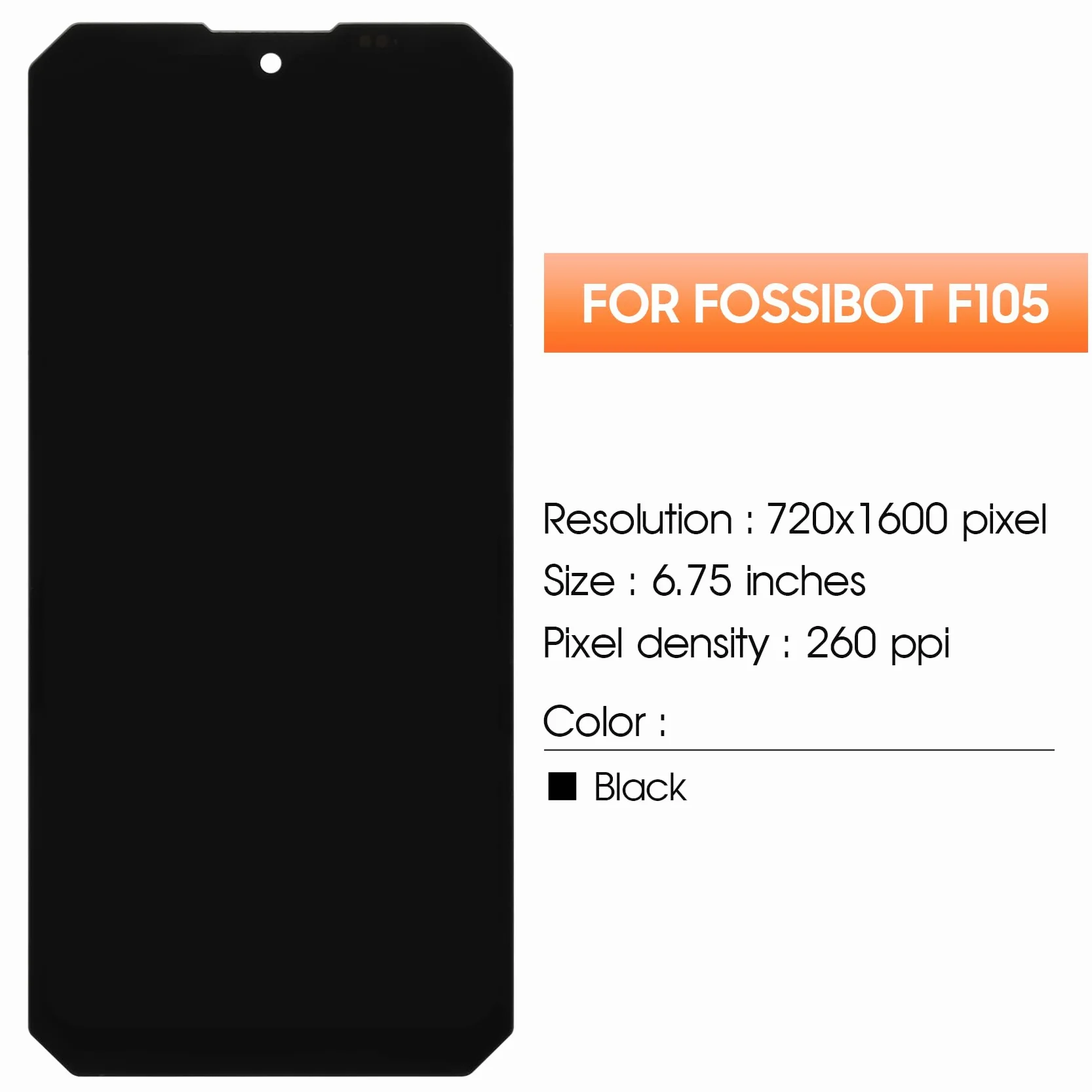 AGCUT Display LCD per Fossibot F105 Schermo LCD per Fossibot F105 6,75 Pollici Schermo Sostituzione Digitalizer Touchscreen Montaggio Completo con Riparazione Kit, Nero