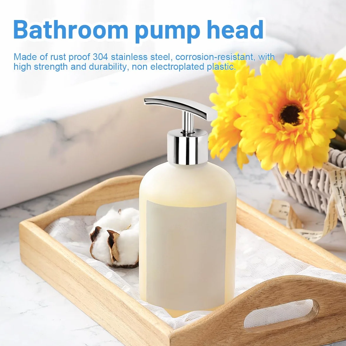 2 Pcs Pompa Dispenser di Sapone, Pompa di Ricambio 28 mm, Erogatore Sapone Liquido con Tubo Flessibile per Bagno Shampoo Doccia Gel