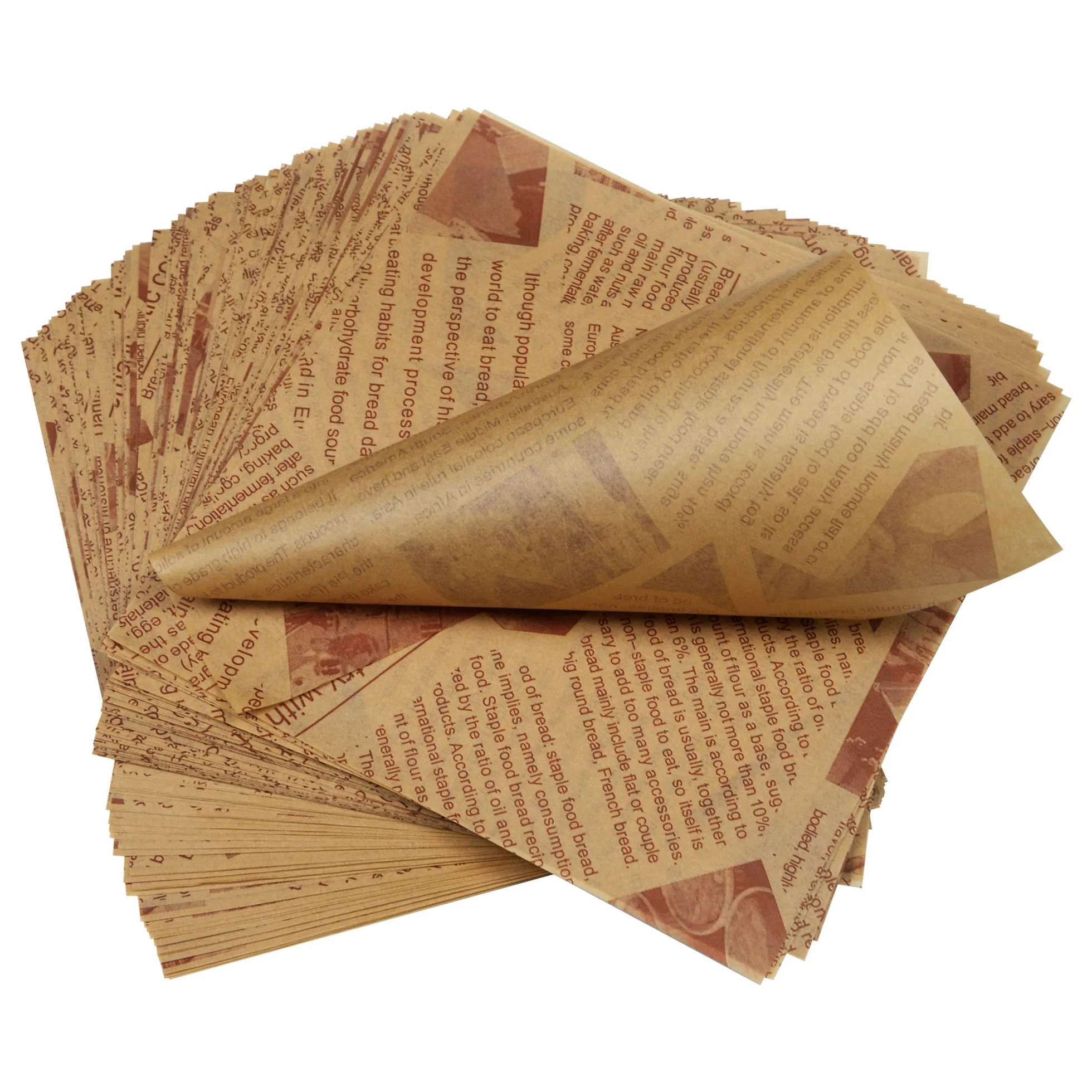 200 fogli di carta Deli, 15 x 15 cm, burro marrone, patatine fritte, formaggio, carta da forno ecologica, hamburger, pane, involucro grasso