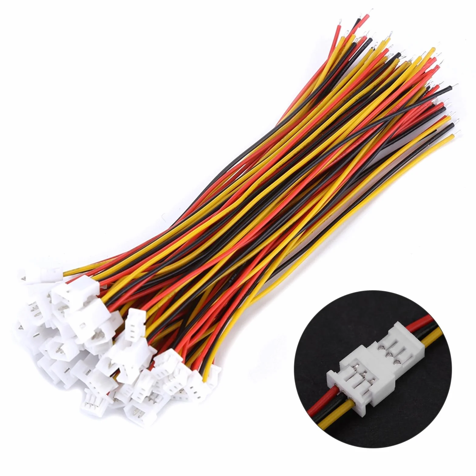 DEWIN JST,Microconnettori 3 Pin Connettore Jst 3 Pin Micro Spina Connettore Micro Elettrico Spina 1.25mm con Fili Cavi 40 Paia