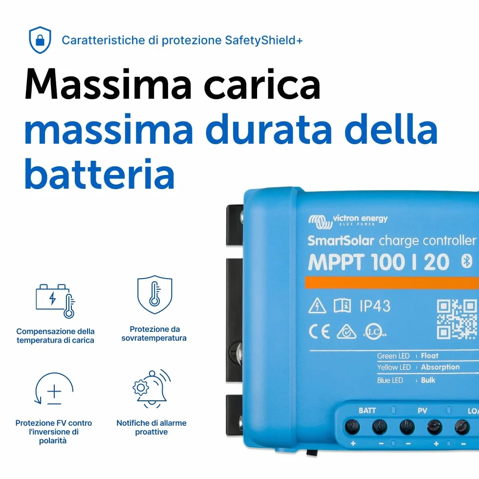 Victron Energy SmartSolar MPPT Regolatore di Carica Solare 100V 20A 12/24/48V Bluetooth
