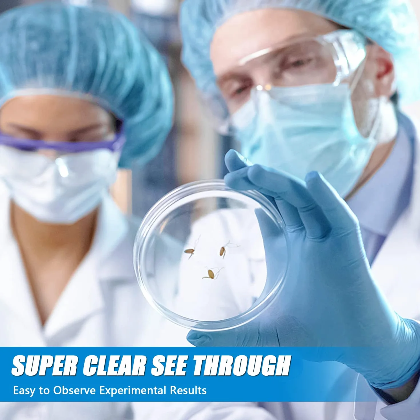 JNZLT 40 Pezzi Petri Dishes, Piastra Petri in Plastica Piastra Dish Sterile Trasparente con 10 Contagocce in Plastica e 1 Adesivo, per laboratori e uffici