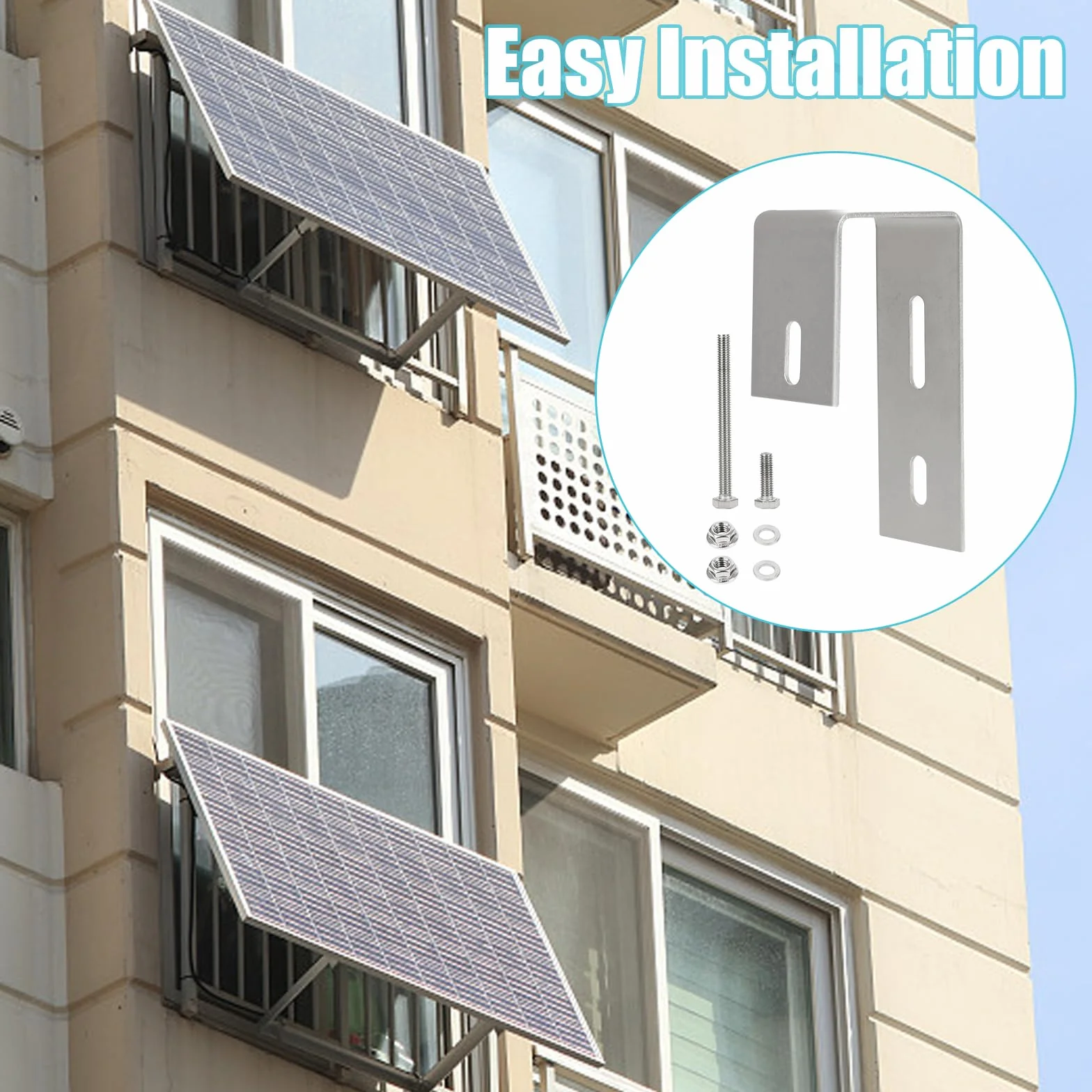 Supporto per pannello solare in acciaio inox per balcone