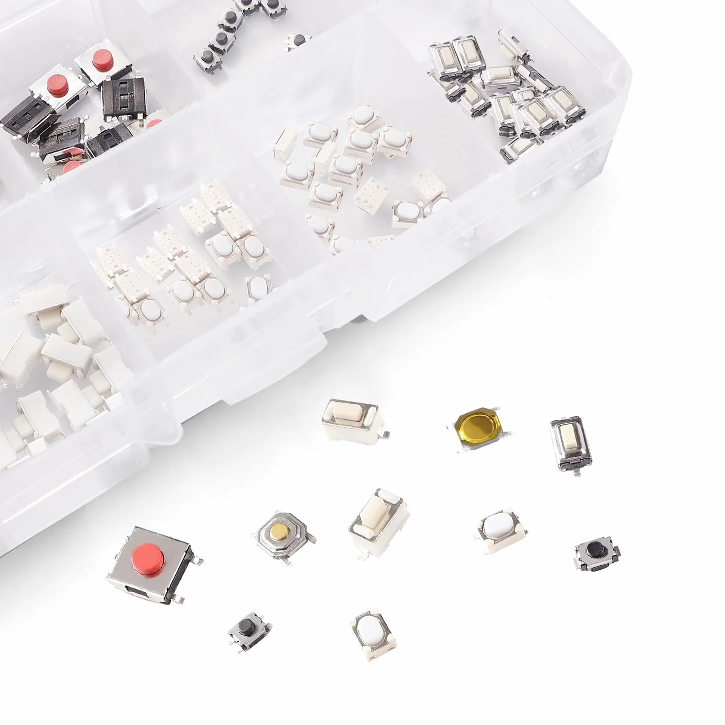 VooGenzek 250 Pezzi Kit Assortimento Microinterruttori Tattili, con Scatola di Plastica