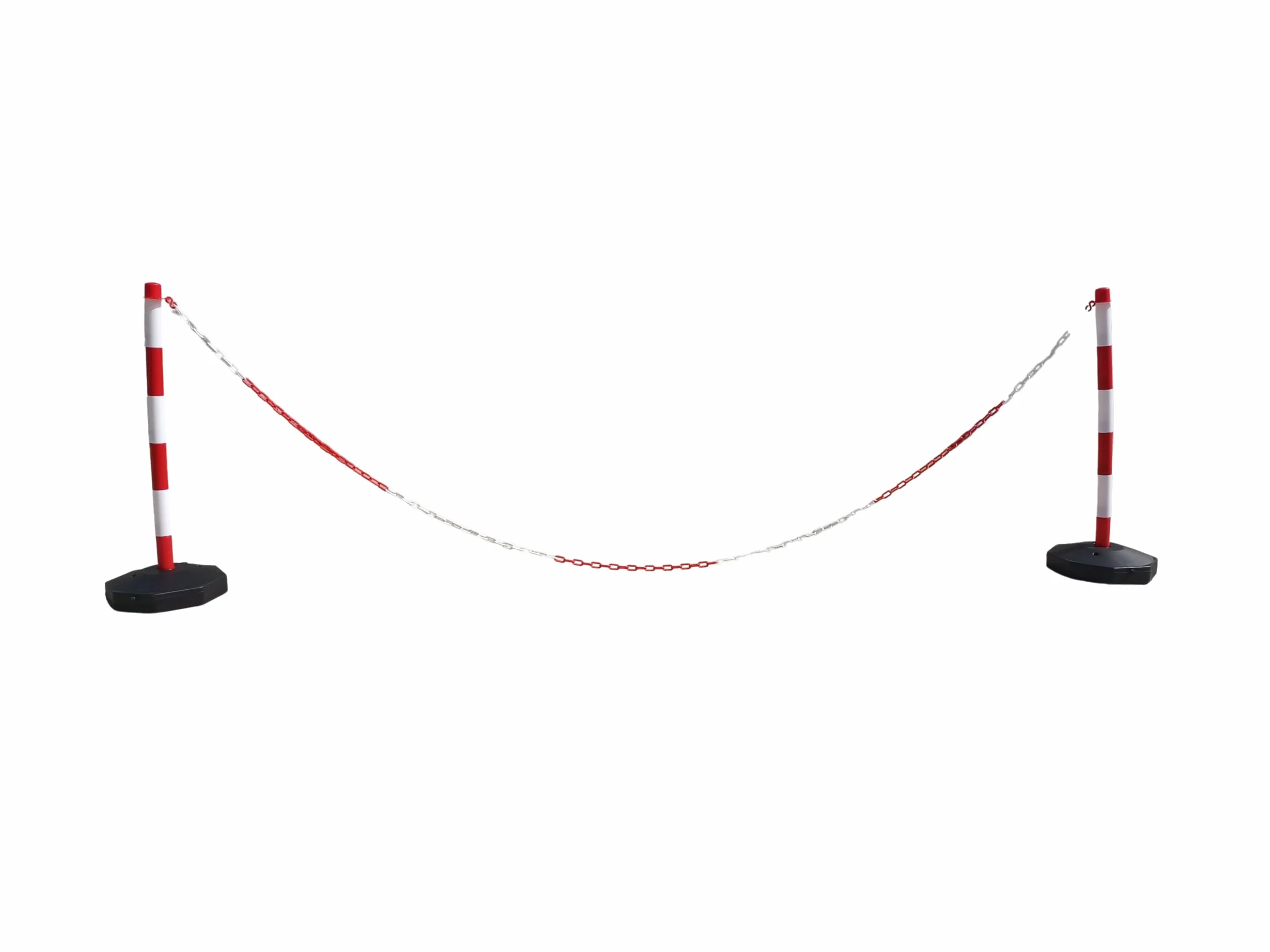 Coppia di Dissuasori di Plastica con Catena Plastica (Rosso Bianco, 3 m)