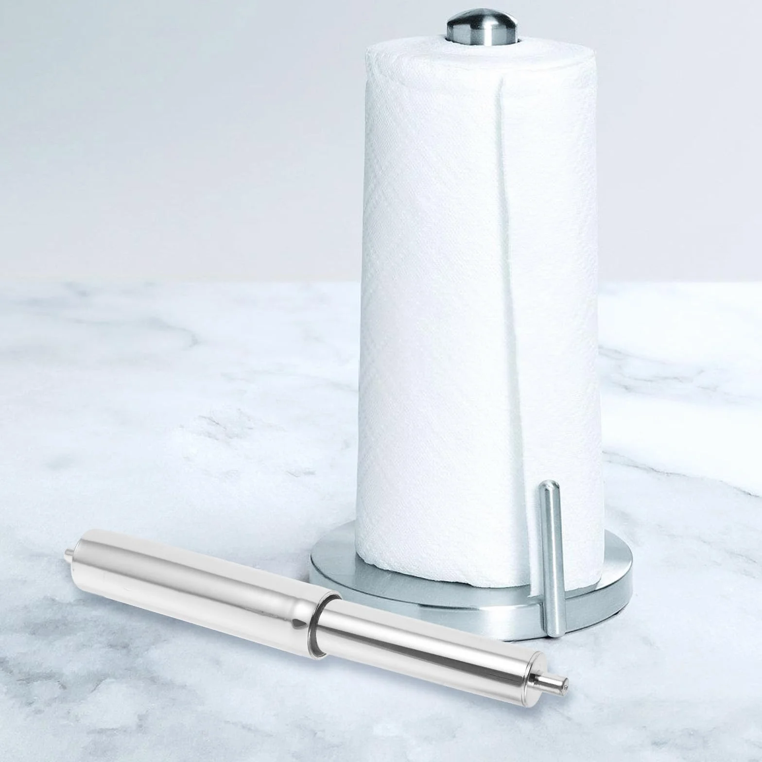 PRETYZOOM Asse Portarotolo Carta Igienica in Plastica Design Retrattile, Asta Stabile e Compatta per Bagno e Casa, Ricambio Resistente Argento