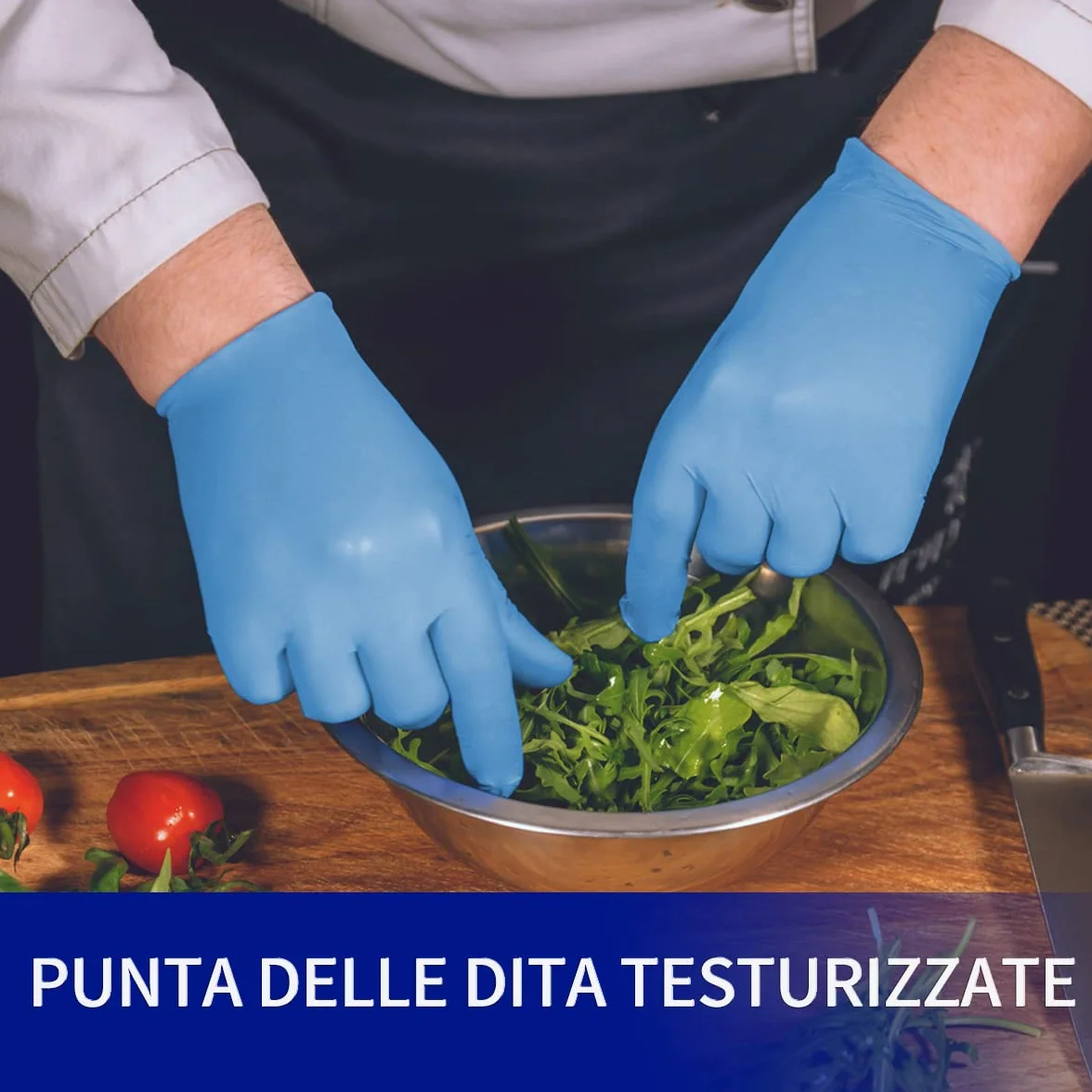 Guanti monouso da esame in Nitrile Blu Taglia L 100 pezzi Senza polvere Ipoallergenici CE EN374 EN455 3,5 Mil