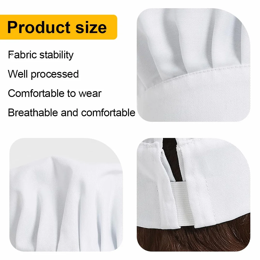 Cappello Cucina Chef Cuffia 2 Pezzi Morbidi Lavabili