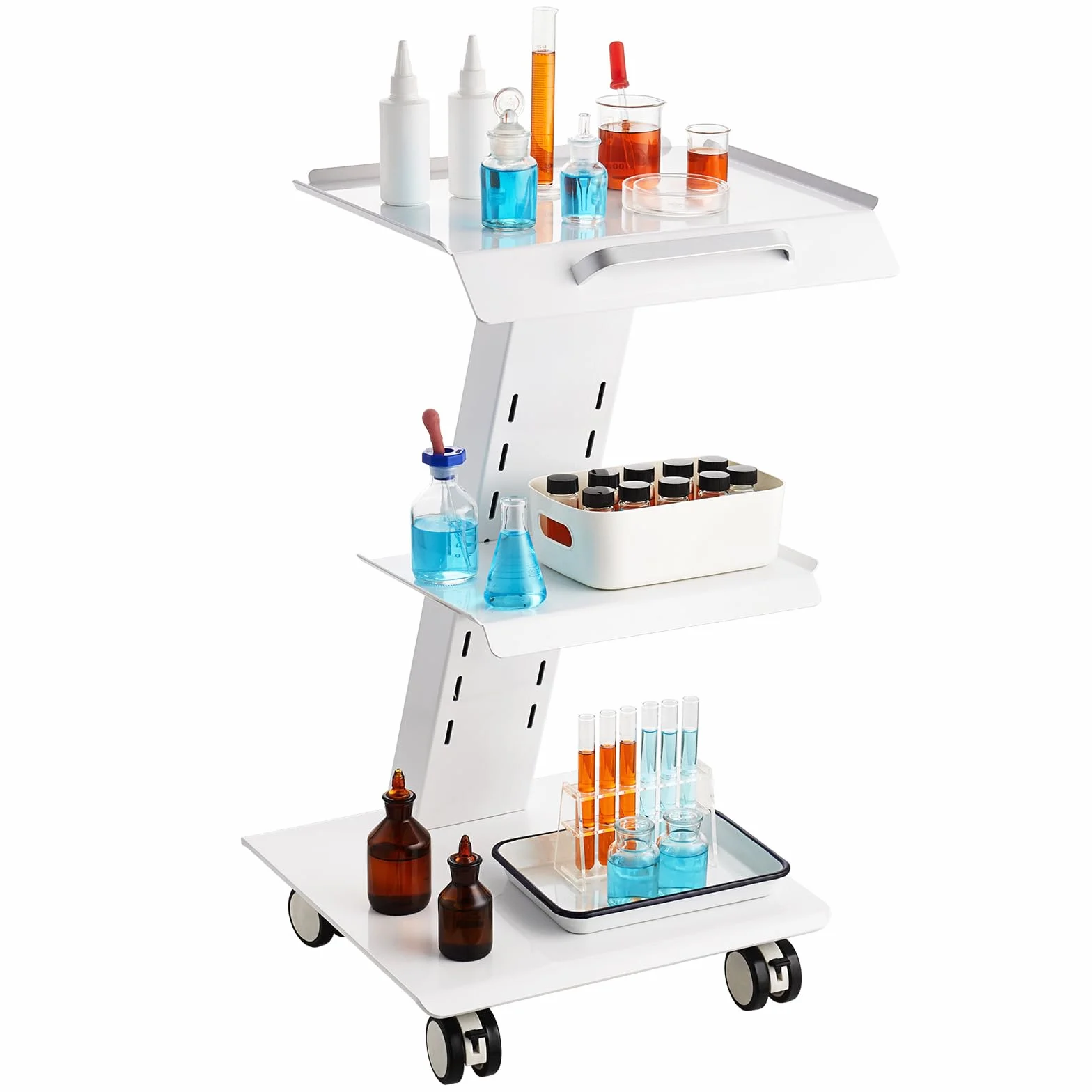 VEVOR Carrello da laboratorio 3 strati con presa integrata ruote girevoli portata 100 kg