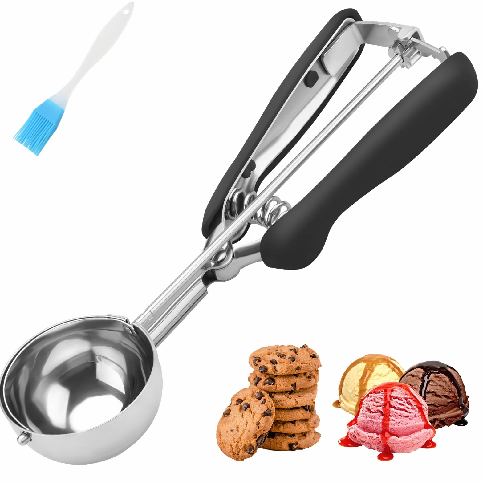 Grande paletta per biscotti, 3 cucchiai, misura #20, per impastare la cottura, paletta per gelato, porzione in acciaio inox per biscotti Jumbo, pancake, cupcake, polpette