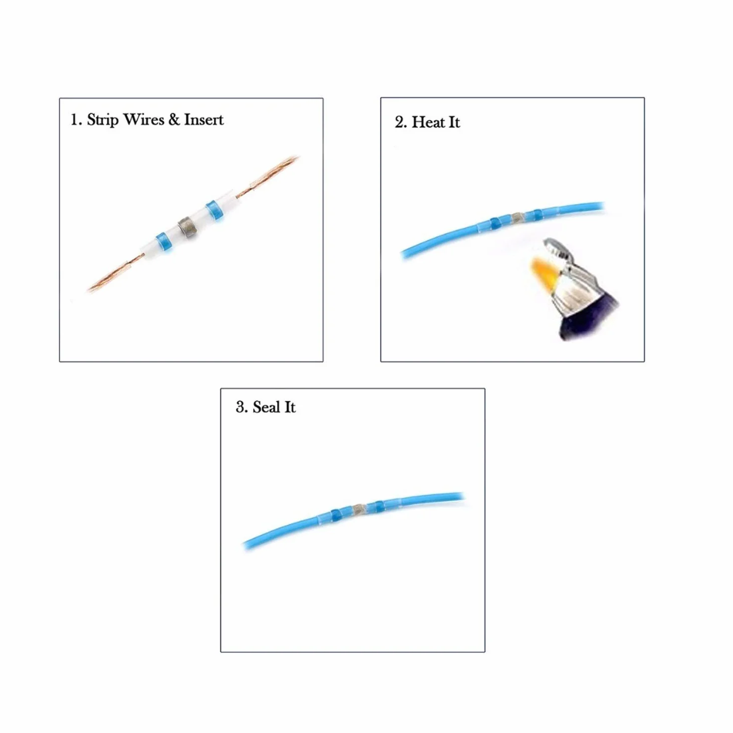 Morsettiere Calore Terminali Shrink Bianco saldare Wire Crimp Butt Terminale Elettrico Connettori Impermeabili Giallo 50 PCS