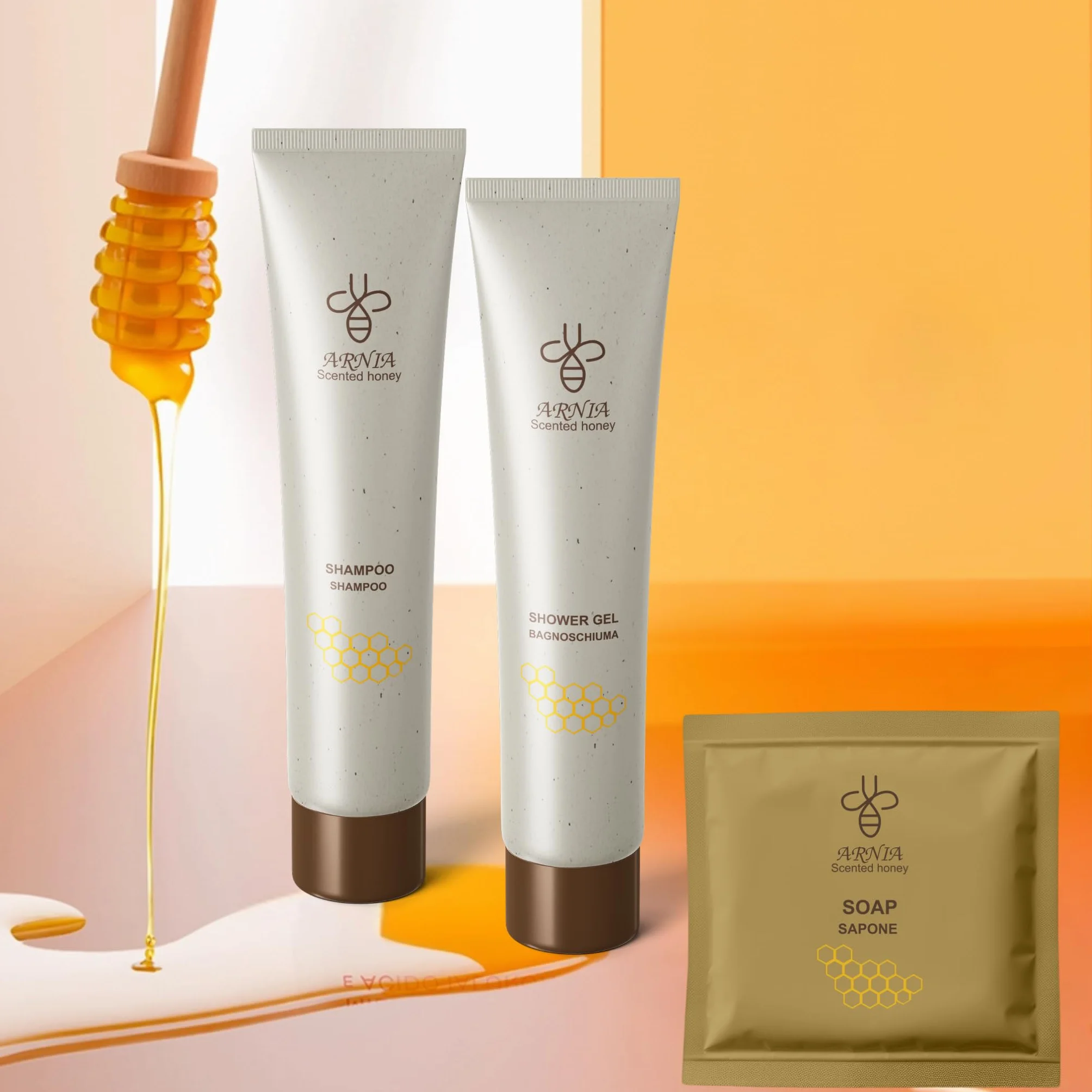 Kit Cortesia B&B Hotel Bagno Monouso 150 Pezzi 50x Bagnoschiuma 40ml 50x Shampoo 40ml 50x Sapone 15g