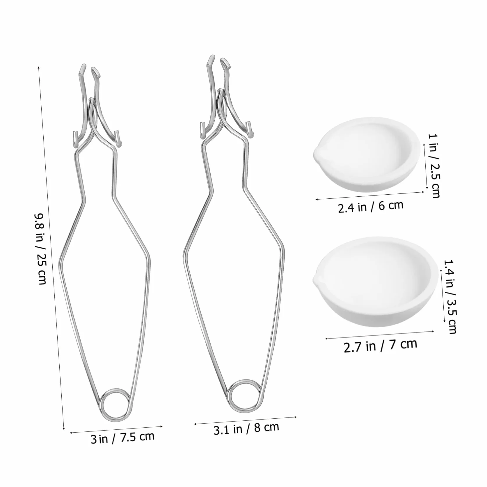 Operitacx Kit crogiolo fonderia gioielli con 2 crogioli resistenti 60 ml e 150 ml + pinze in acciaio ad alta temperatura per fusione di metallo ed esperienze scientifiche