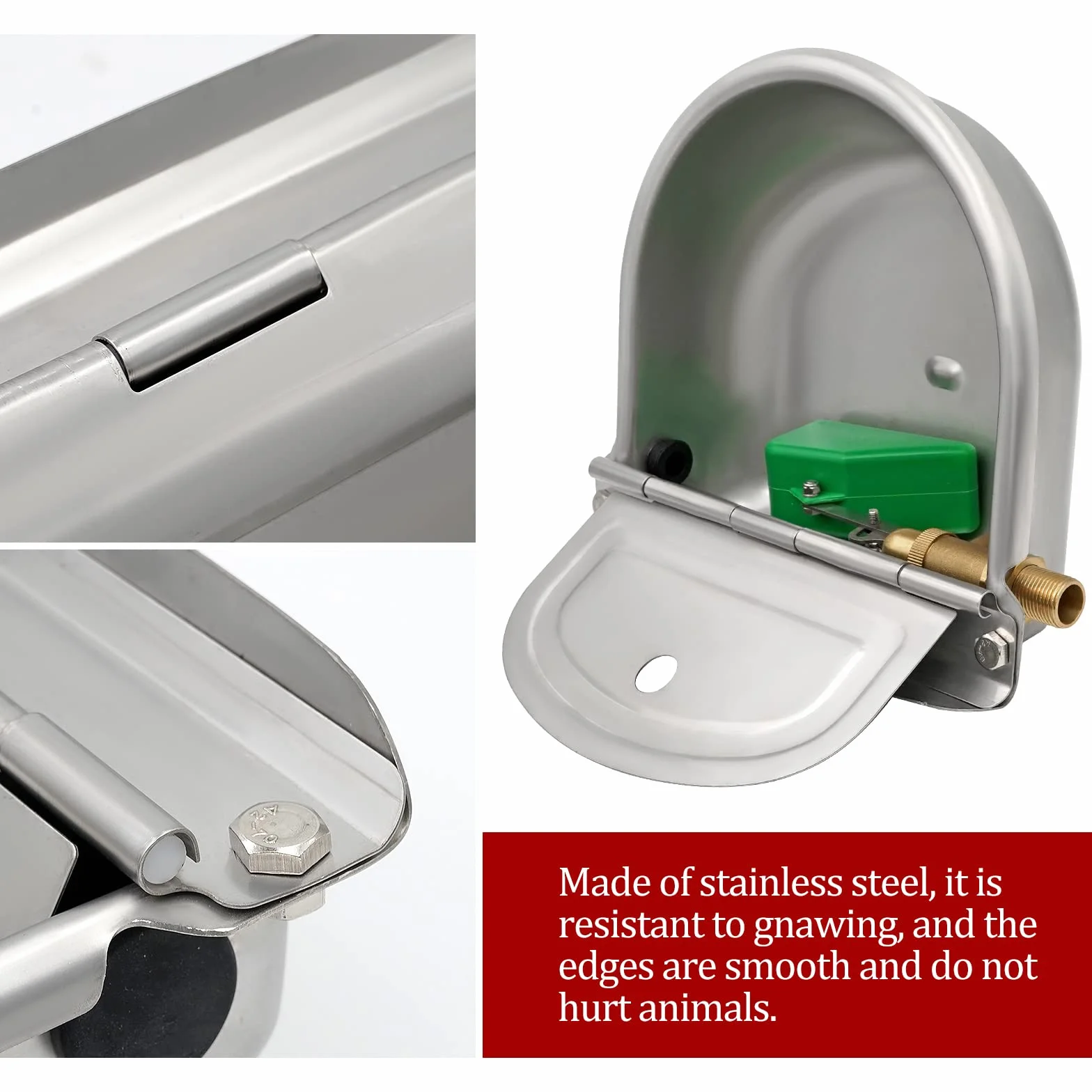 Distributore di Acqua per Cani in Acciaio Inox, Abbeveratoio Galleggiante con Valvola 1/2"