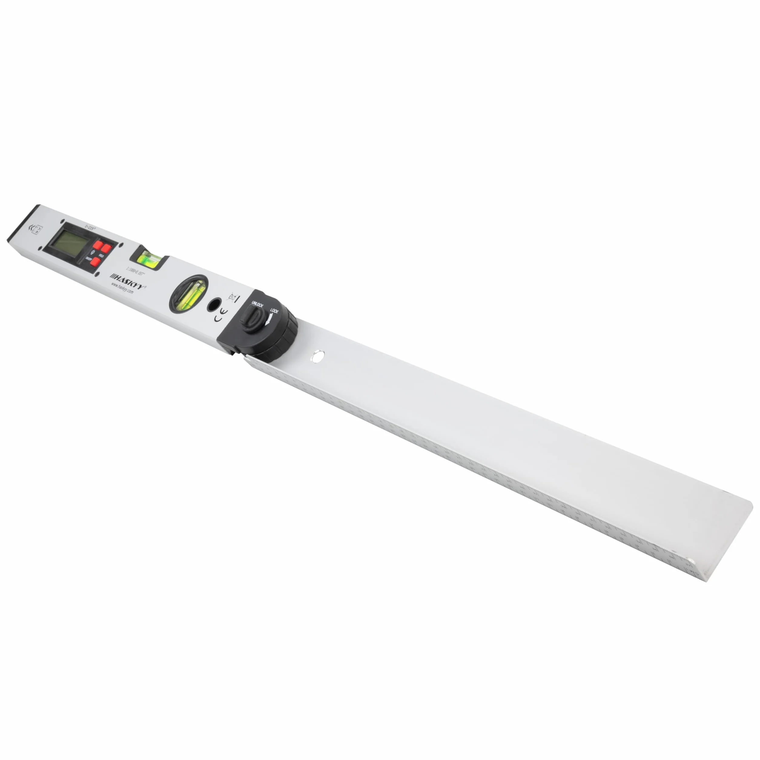 HASKYY Livella goniometrica 0-230° Livella rotante con display LCD 450 mm per misurazioni, ristrutturazioni e costruzioni - Argento