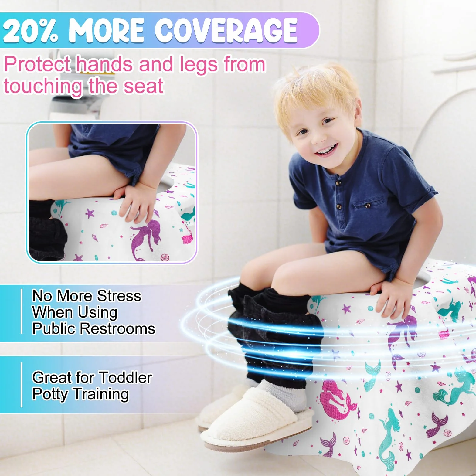 Copriwater Monouso XL 20 Pezzi per Bambini, Sovradimensionato per WC, Ospedale, Ufficio