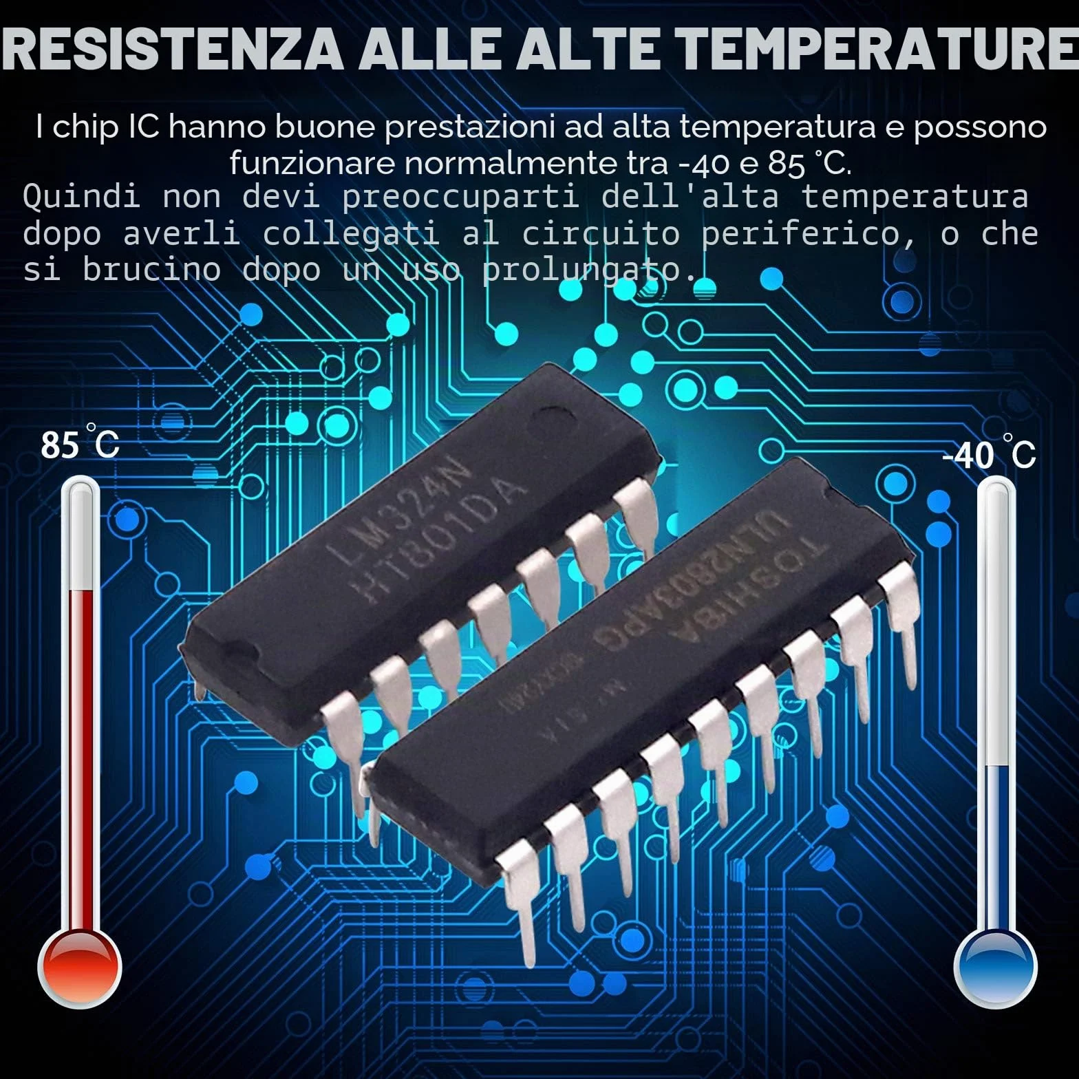 Glarks - Kit di 50 chip con circuito integrato, 10 tipi di circuiti integrati, opamp, singolo timer di precisione, pwm, tra cui LM324 LM358 LM386 LM393 UA741 NE5532 NE555 PC817 ULN2003 ULN2803