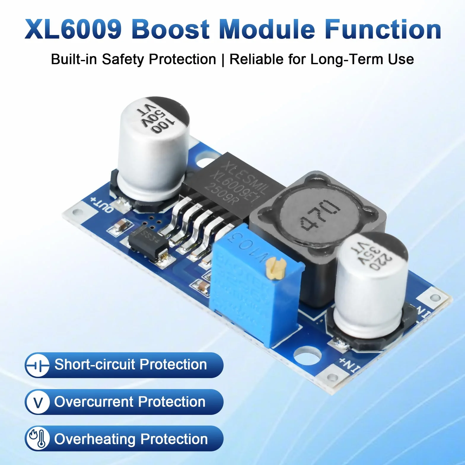 RUIZHI XL6009 Boost Convertitore Regolatore di Tensione Modulo DC DC Converter 3-32V fino a 5-35V 4A Regolabile Step Up Regolatore di tensione Frequenza di commutazione 400 kHz con Arduino(6 Pezzi)