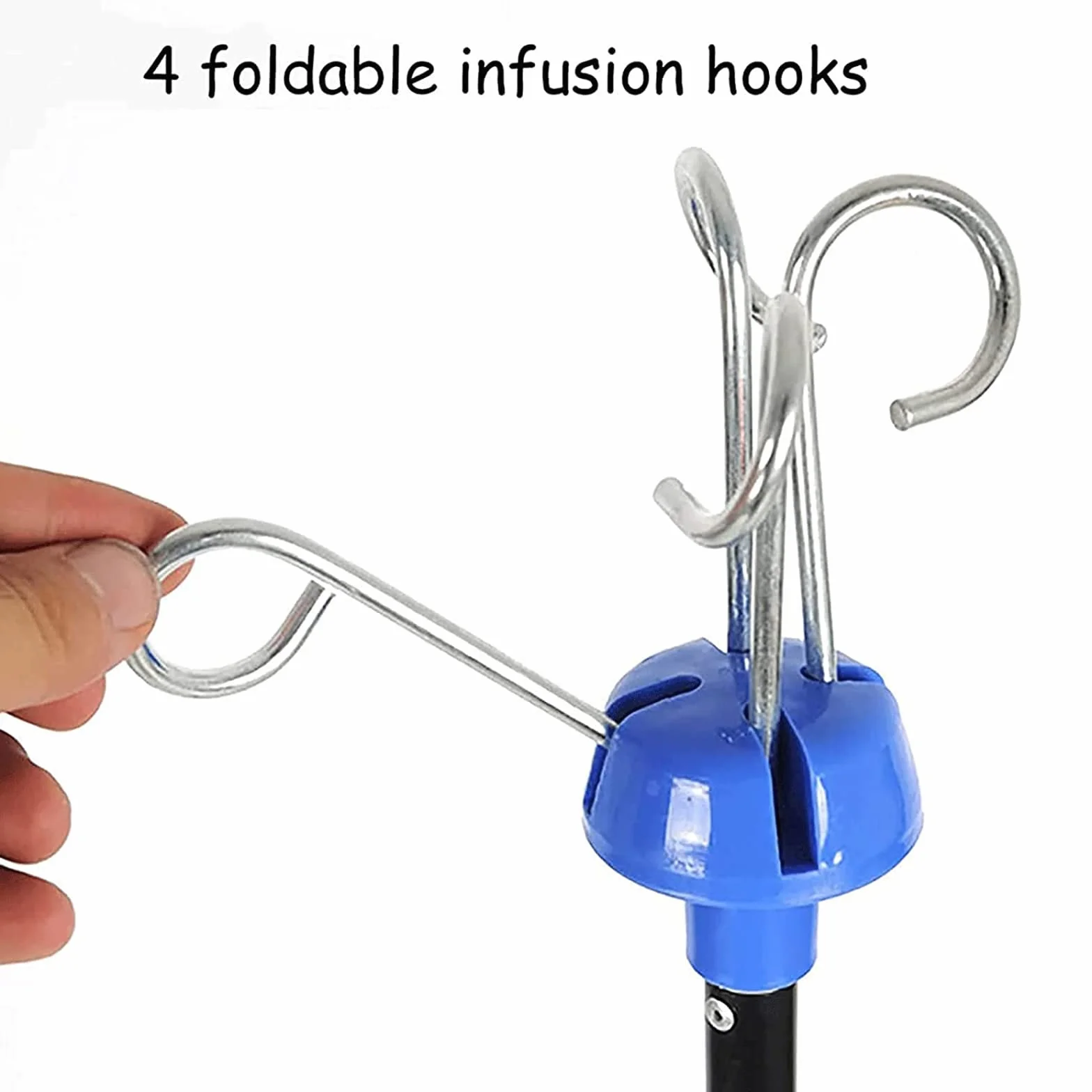 Supporto per Infusione Portatile, Asta Flebo Supporto IV Pieghevole per Asta IV con 4 Ganci Infusione Supporto per Borsa IV in Lega di Alluminio per Assistenza Domiciliare, Ospedale E Clinica