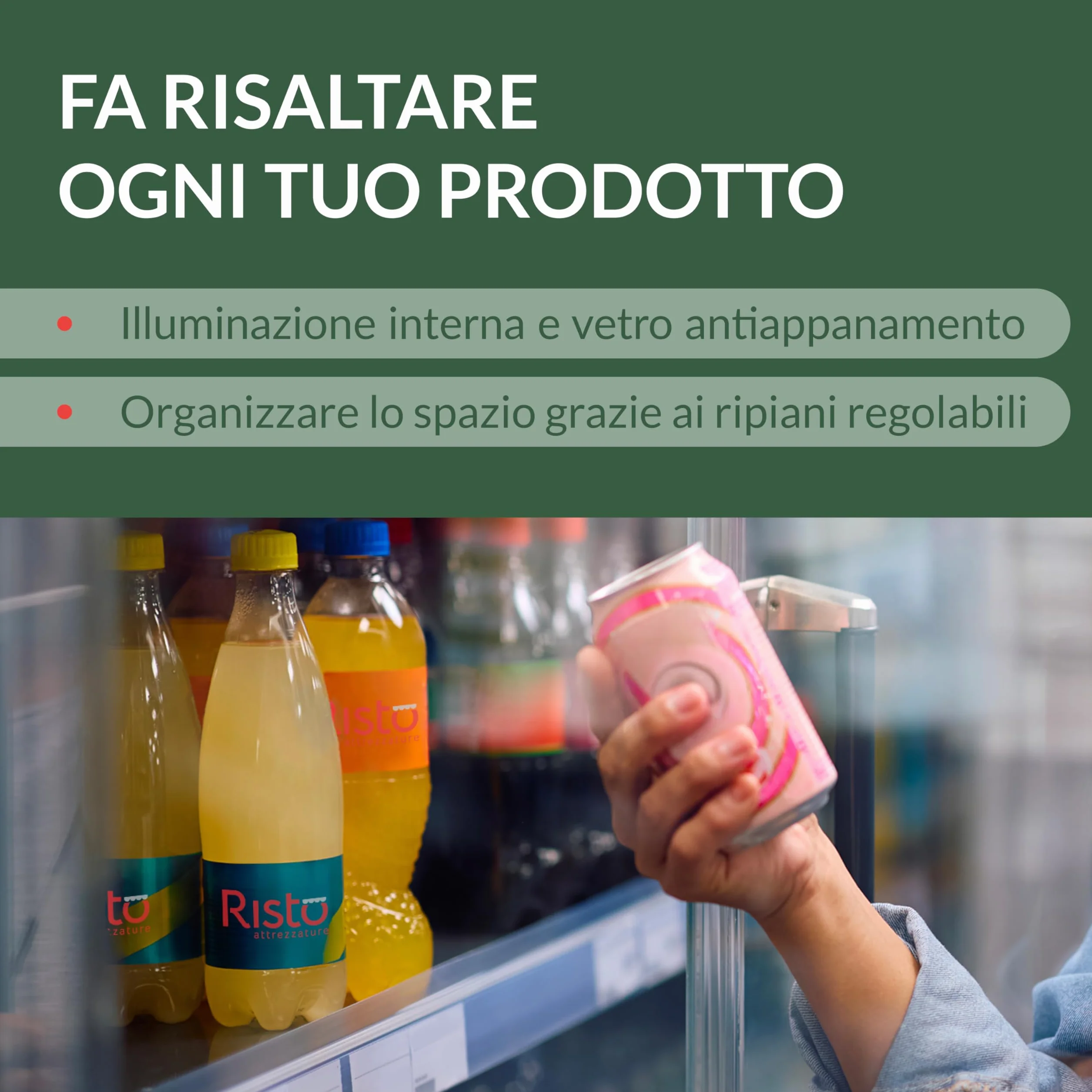 Ristoattrezzature - Frigorifero per Bevande - 1 Anta in Vetro - Vetrina Frigo Verticale per Bibite 65x65x179,5 cm - Illuminazione Led e Serratura - 0 +10 °C - Bianca - 450 Litri