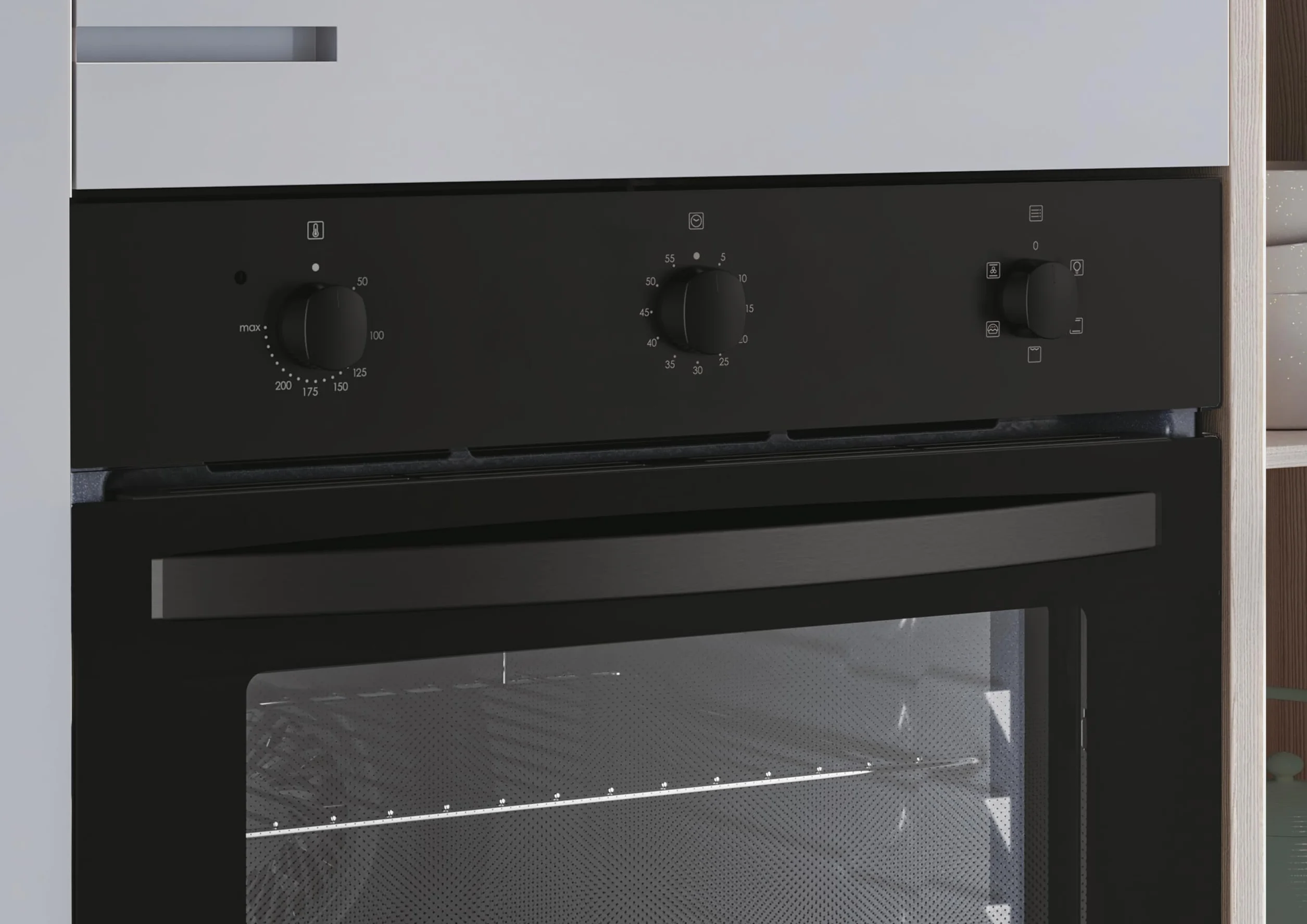 Candy Idea Forno da Incasso Elettrico Ventilato 65L, 5 Funzioni, Classe A, Cavità Sagomata, 59,5x59,5x56,8 cm (AxLxP), Nero, FIDC N502IT