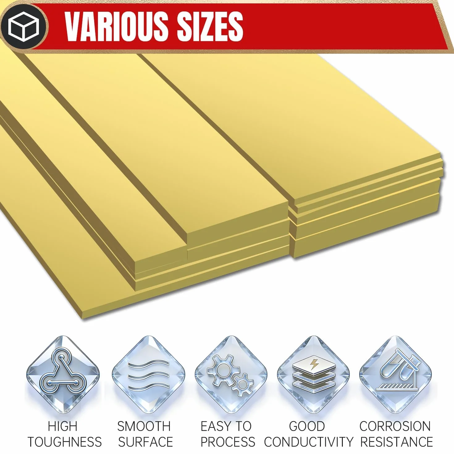 Profilato piatto in ottone Sunkoo 3mm 50mm x 200mm per modellismo fai-da-te