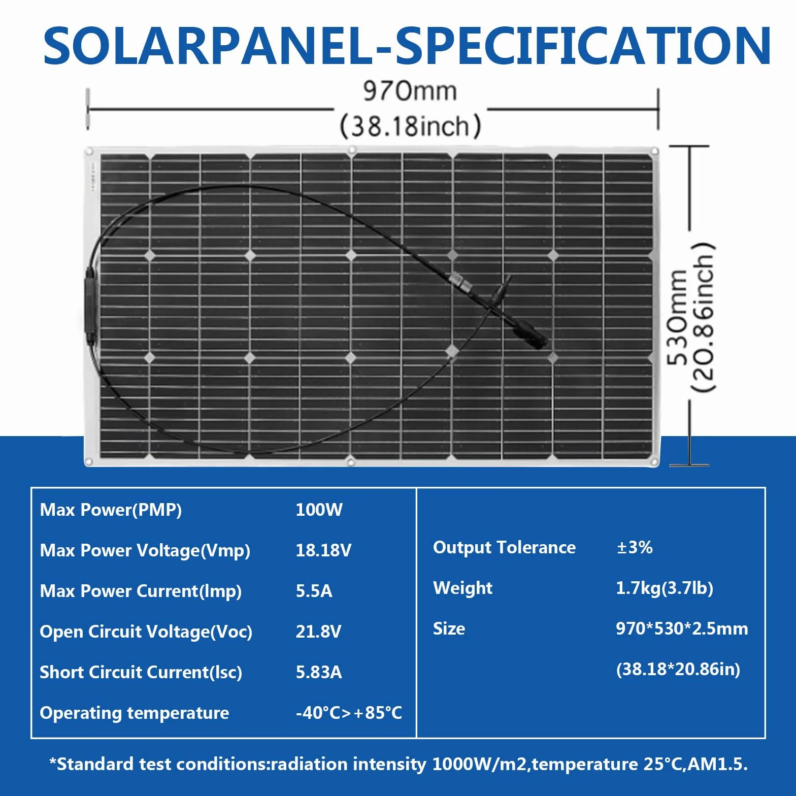 100W Flessibile Pannello Solare Kit Monocristallino carica Solare con controller 10A, uscita USB per caricare batterie 12V 24V(GEL AGM) per camper, roulotte, barche, tetti
