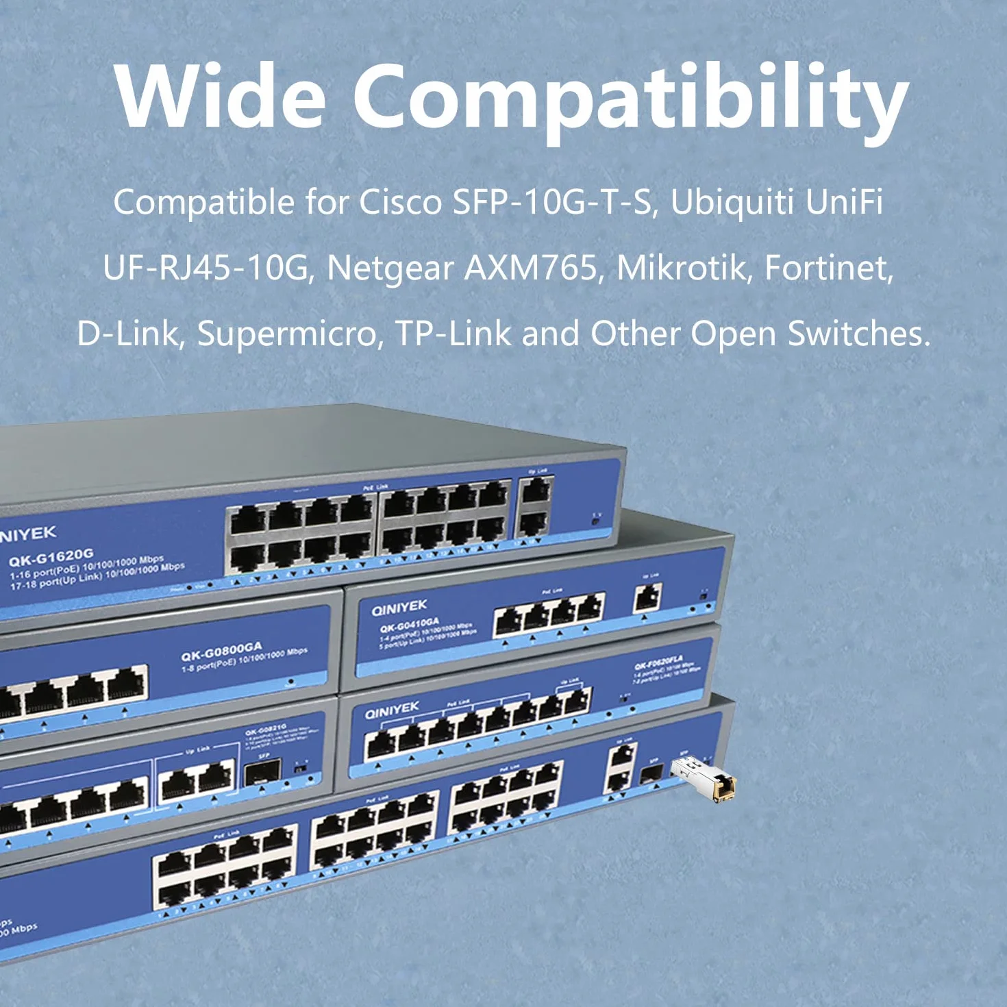 SFP+ RJ-45 Copper Module 10Gbase-T Transceiver Compatible Cisco Meraki Ubiquiti TP Link Supermicro Broadcom Cat6a Cat7 30m