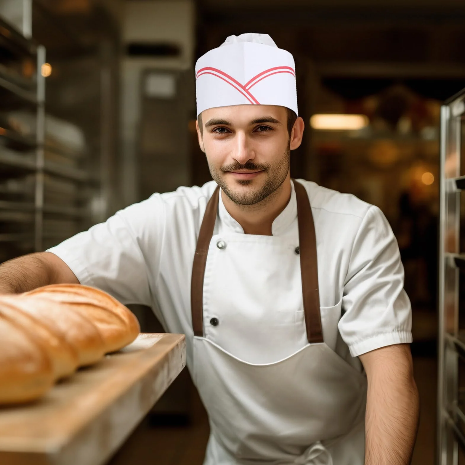 CLISPEED 20 białe czepki kuchenne z papieru jednorazowe regulowane catering