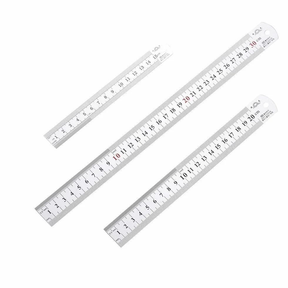 Righello in Acciaio Inossidabile 15 cm 20 cm 30 cm Righelli in Metallo Doppio Righello 3 pezzi Set per Ingegneria, Insegnamento, Offi