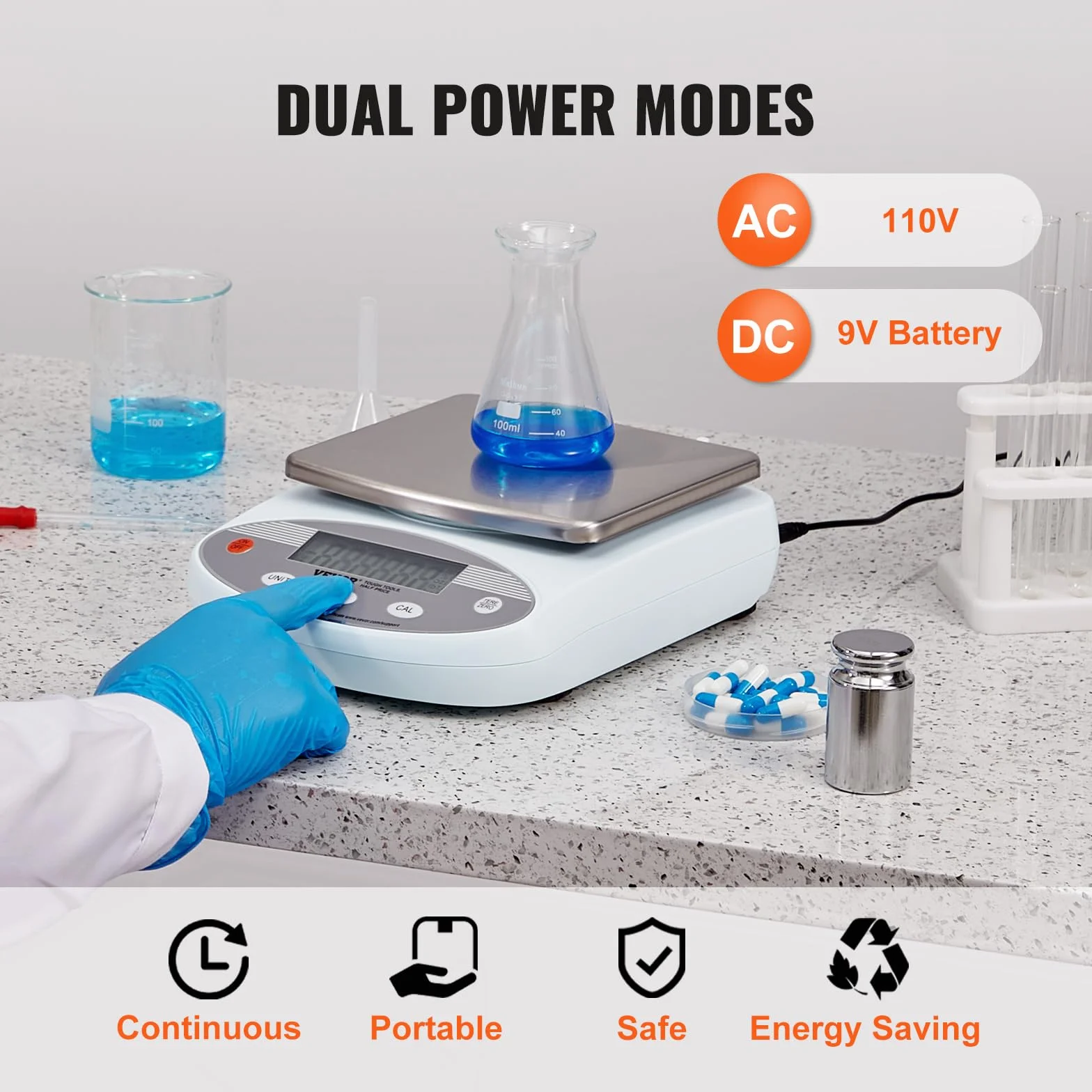 VEVOR Bilancia analitica digitale 3000 g x 0,01 g, Bilancia da laboratorio ad alta precisione con 13 unità di conversione, Bilancia elettronica da laboratorio scientifico, Display LCD, per gioielli