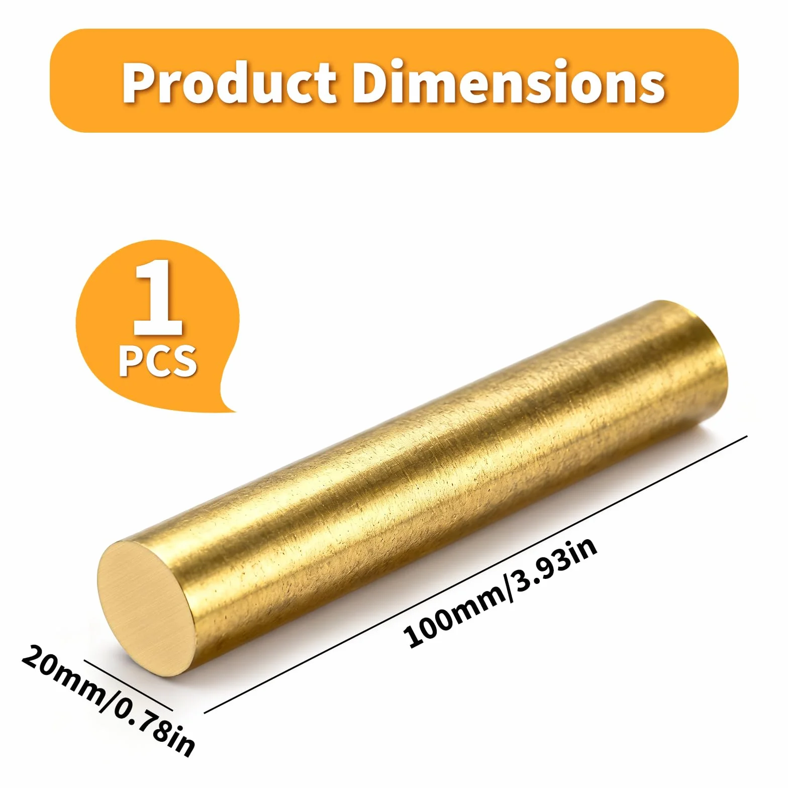 Asta Tonda in Ottone Ø20mm x 100mm Barra Ottone per Modellismo Architettura Ingegneria