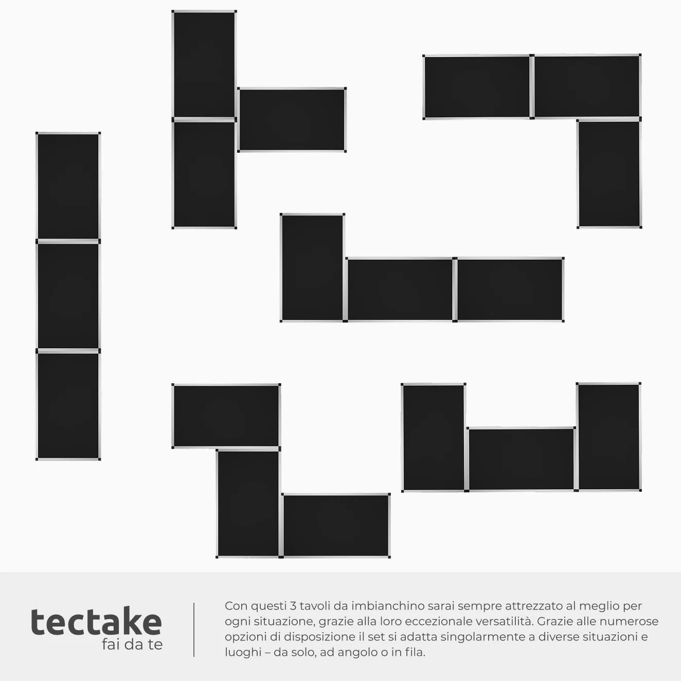 tectake® Tavolo da Lavoro Pieghevole in Alluminio, Multifunzionale, 300x60 cm, Tre Pezzi, Tavoli Pieghevoli da Lavoro, Regolabili, Tappezzeria, Feste, Campeggio, Stabili, Montaggio Rapido, Peso 11 kg