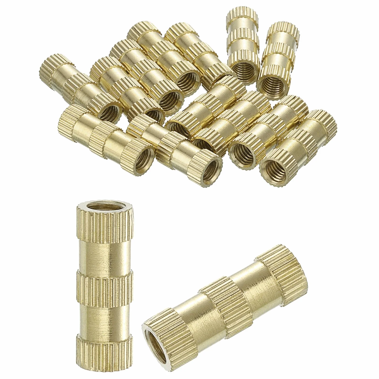 QUARKZMAN Dadi Inserti Scanalati 15pz M5 x 20mm x 7mm Inserti Filettati Femmina Ottone