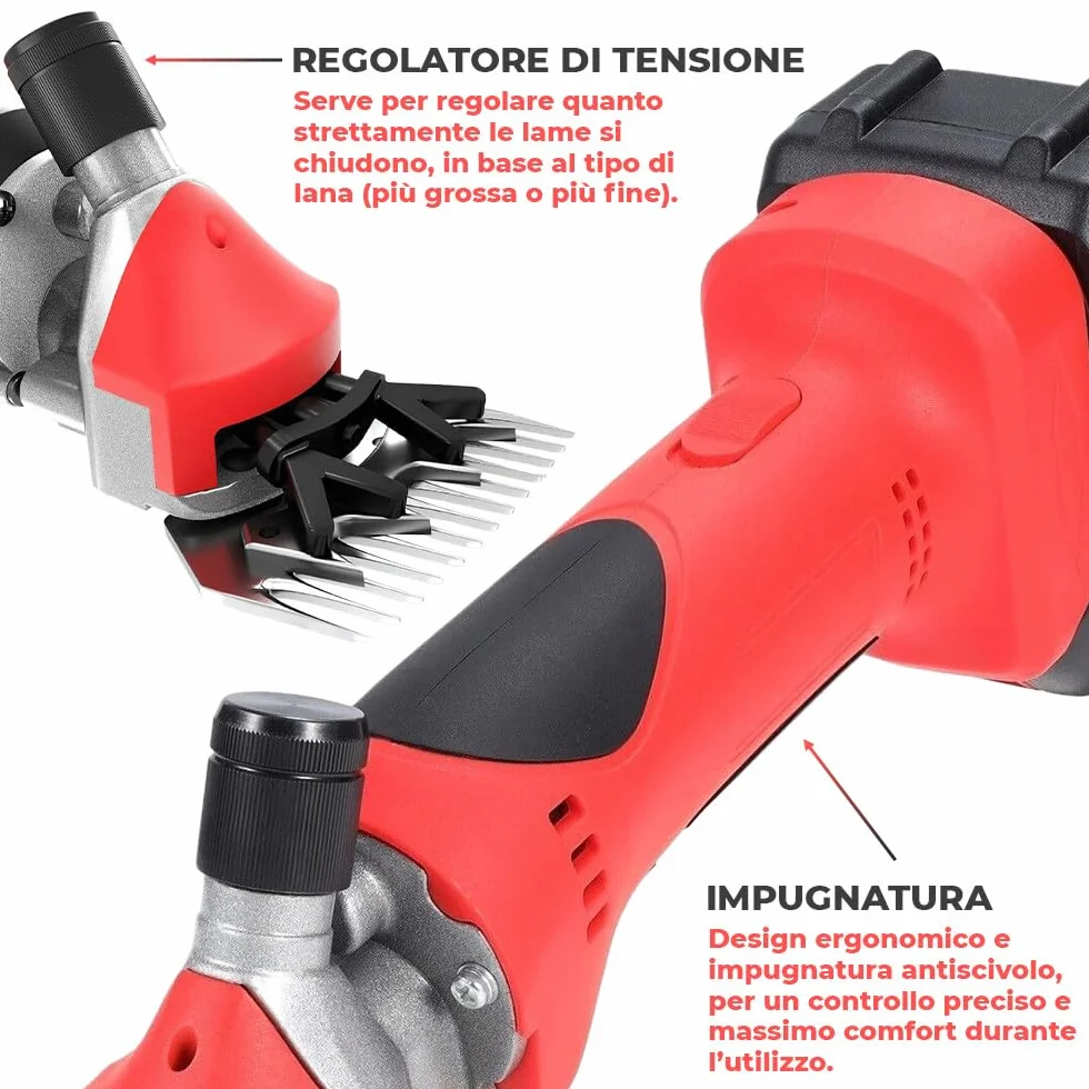 Tosatrice Elettrica Professionale per Pecore 48V Kit Completo Ricaricabile con Doppia Batteria