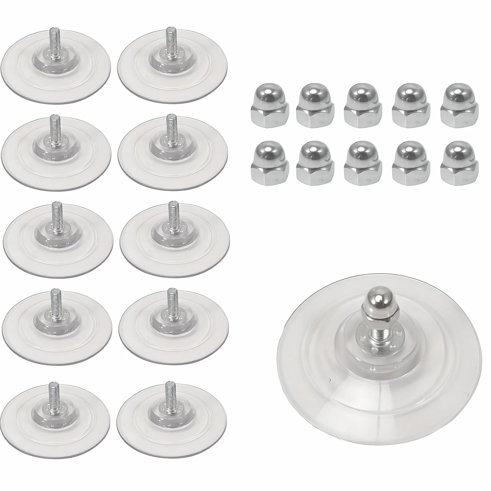 10 Pezzi Ventose M8 con filettatura, diametro 85 mm, Ventose Rotonde per Finestre, Ventosa Senza Ganci con Dado in Metallo, PVC Trasparente Ventose per Vetro, Muro, Cucina, Bagno, Auto