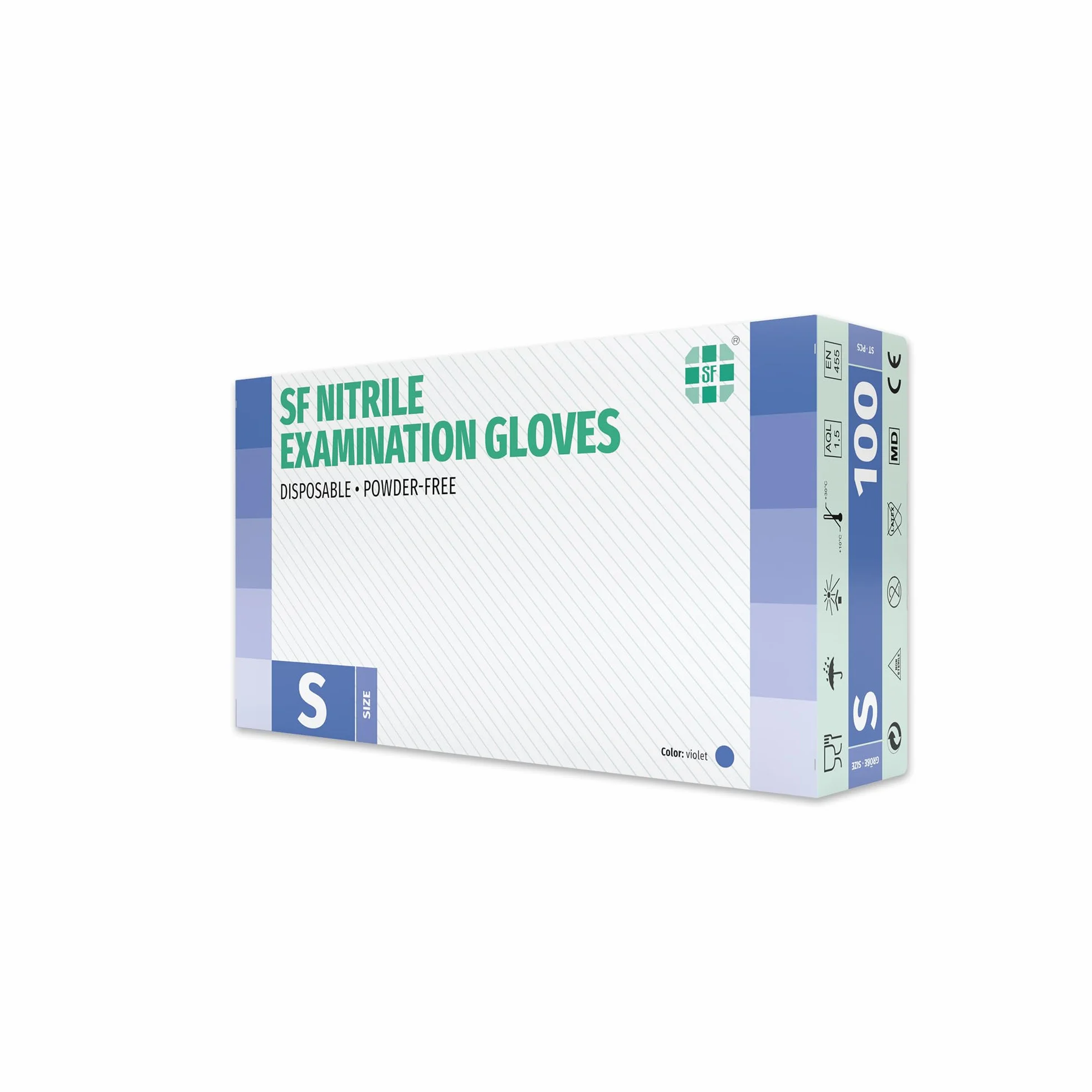 Guanti Nitrile S Viola 100 Pezzi Monouso Senza Lattice Senza Polvere