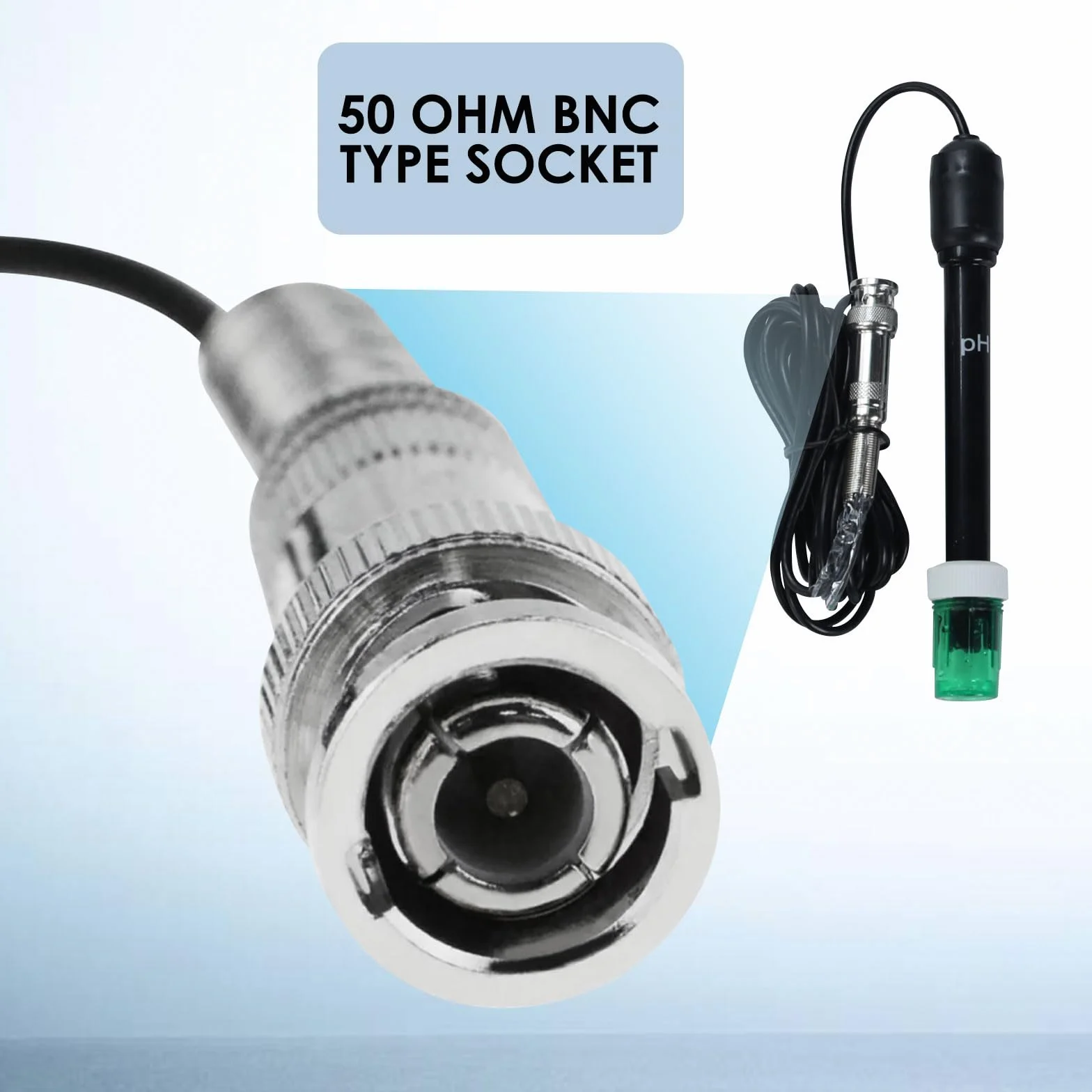 Sonda elettrodo pH sostituibile con connettore BNC - Cavo lungo 300 cm - Include polvere per calibrazione - Per pH metri, controller, test acque, laboratori, piscine e spa