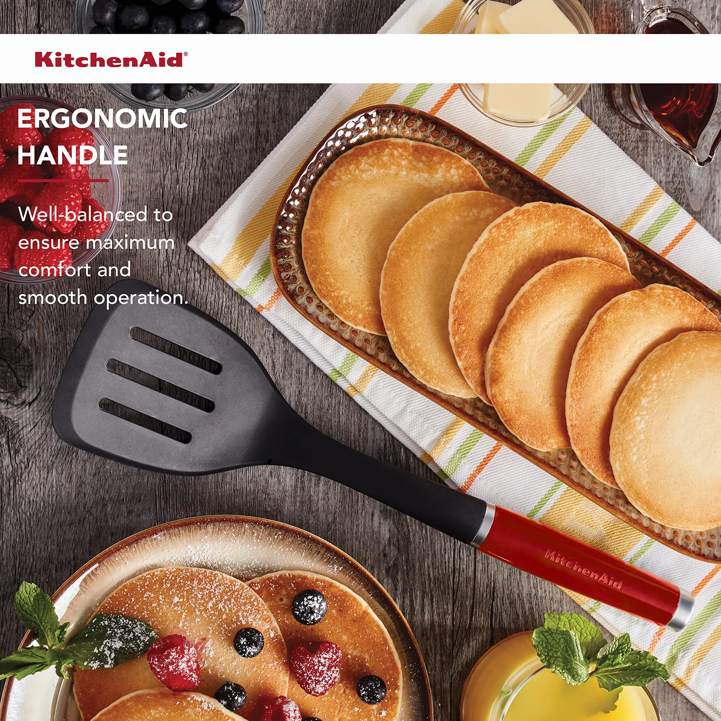 KitchenAid Classic Turner scanalato, plastica, Rosso 2