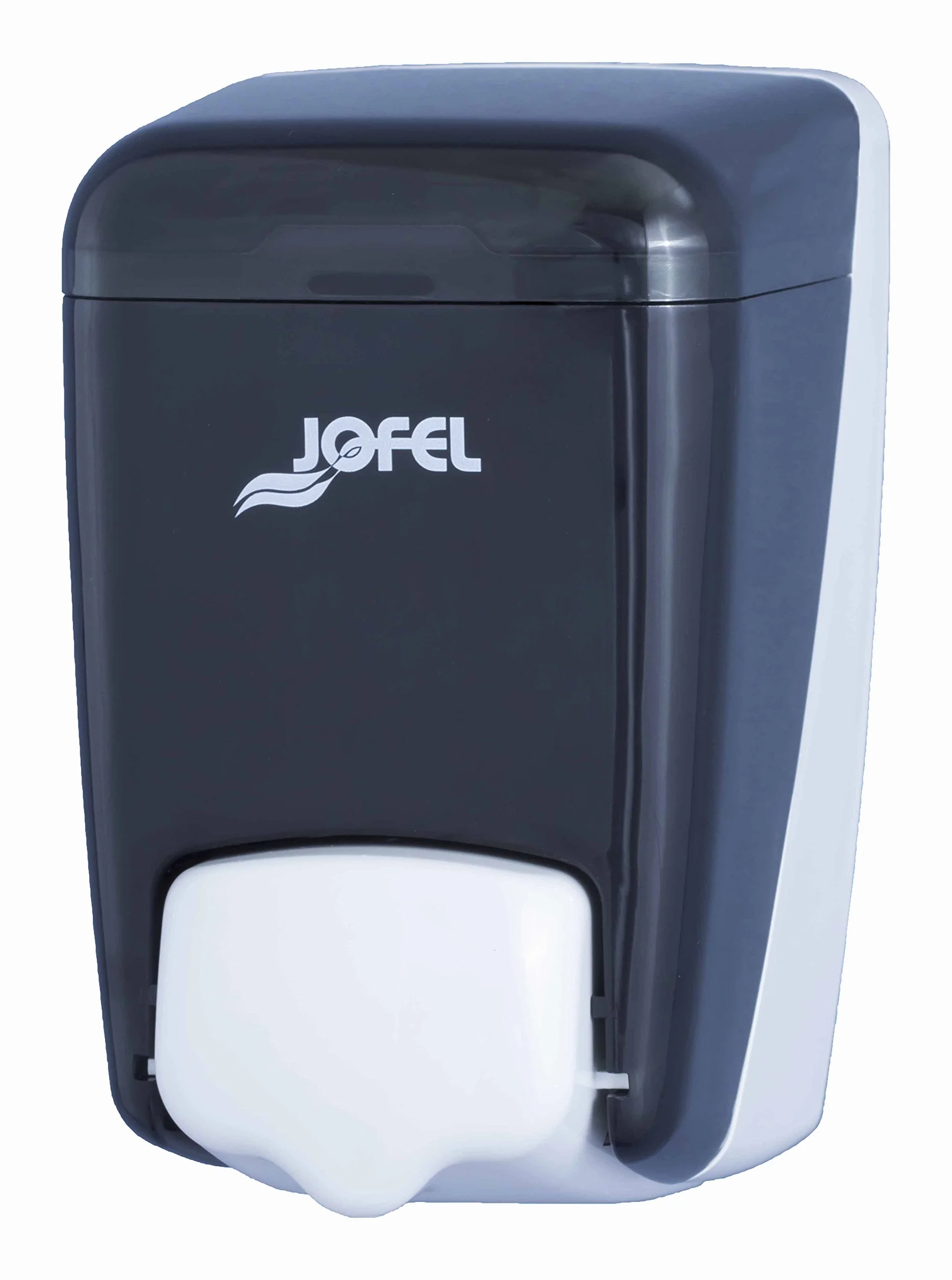 Jofel - Distributore di sapone a parete, ricaricabile con 0,4 l di sapone liquido, Distributore di sapone per bagno, Corpo in ABS ad alta resistenza, Blu AC84000, SAN Fumé