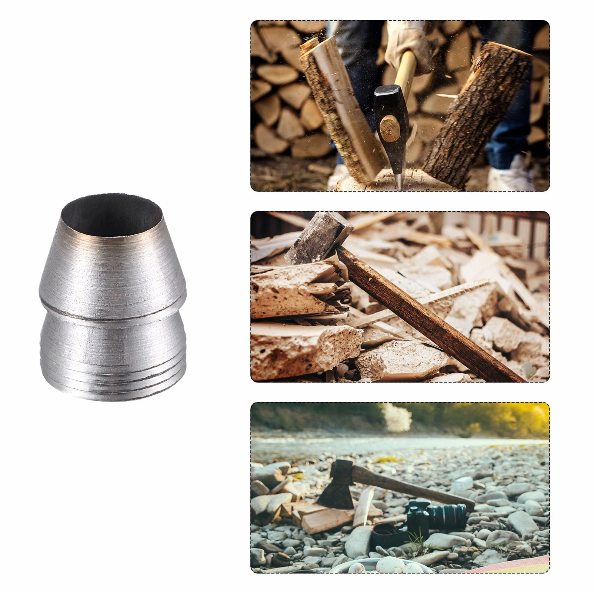 Sourcing map Cunei rotondi in acciaio per ascia 3 pezzi 18 mm