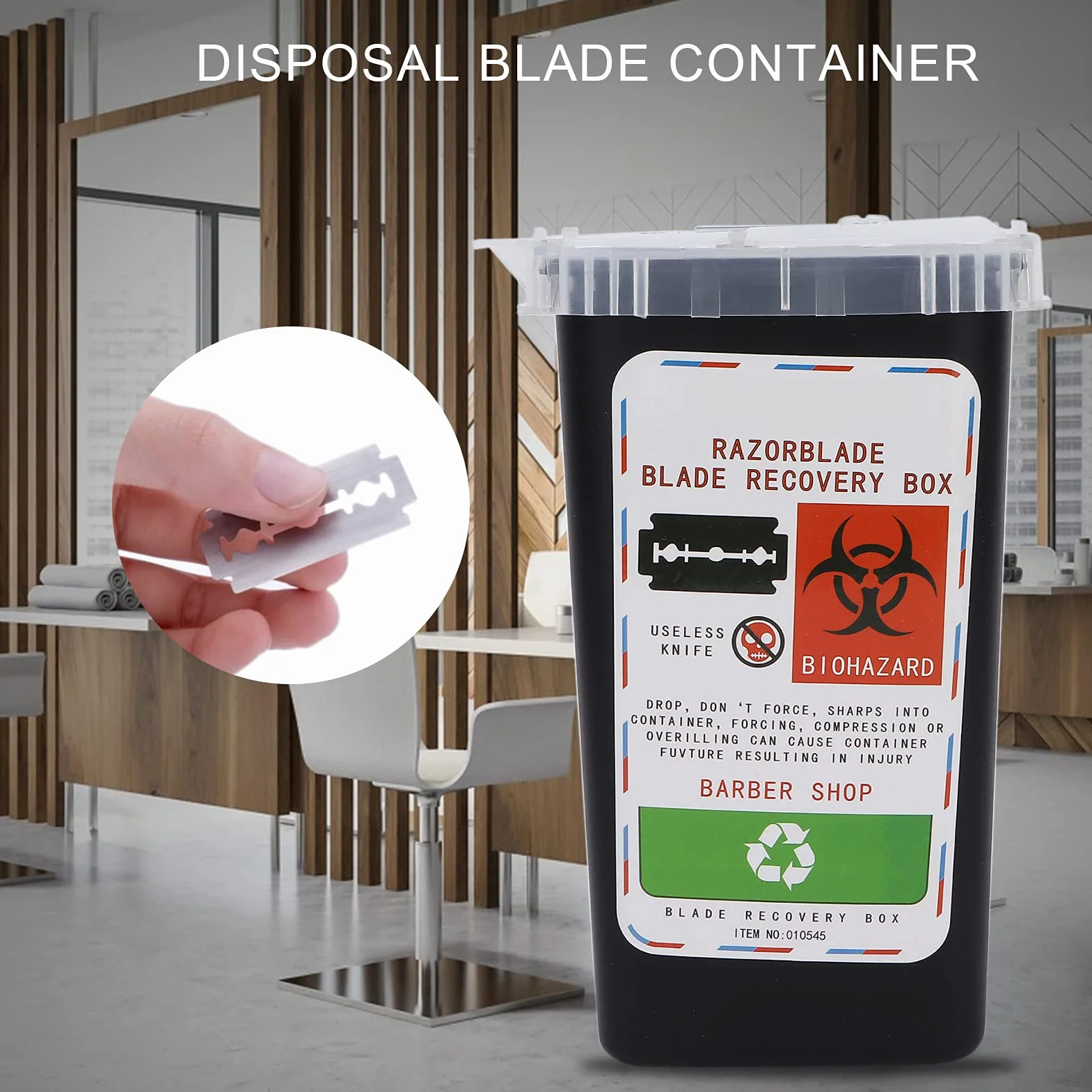Contenitore per Lame in Plastica Resistente Agli Agenti Chimici, Smaltimento Lame, Nero