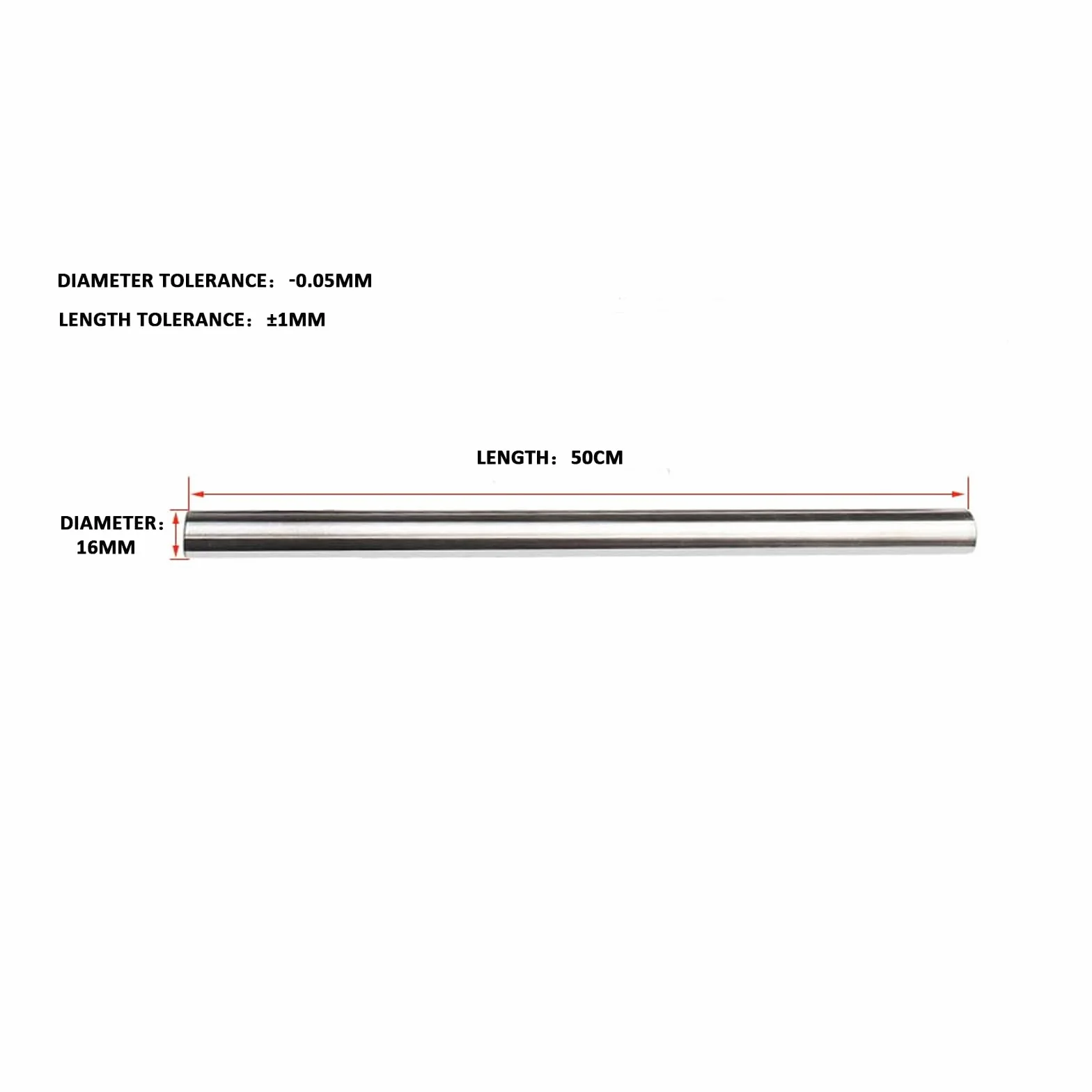 Tondo in acciaio Barra tonda solida in acciaio inossidabile 304, lunghezza 50 cm, diametro 16-20 mm, confezione da 2 for fai da te(16mm)