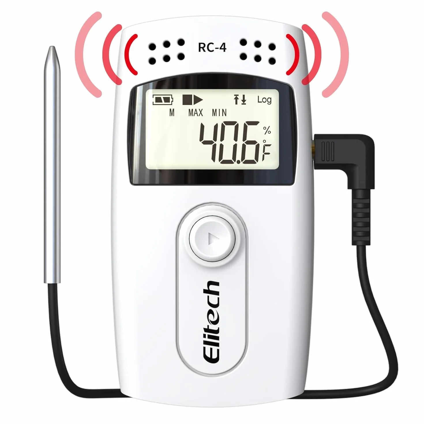 Elitech RC-4 Registratore di dati di Temperatura Letture Registratore USB con Doppi Sensori Display LCD Buzzer Allarme
