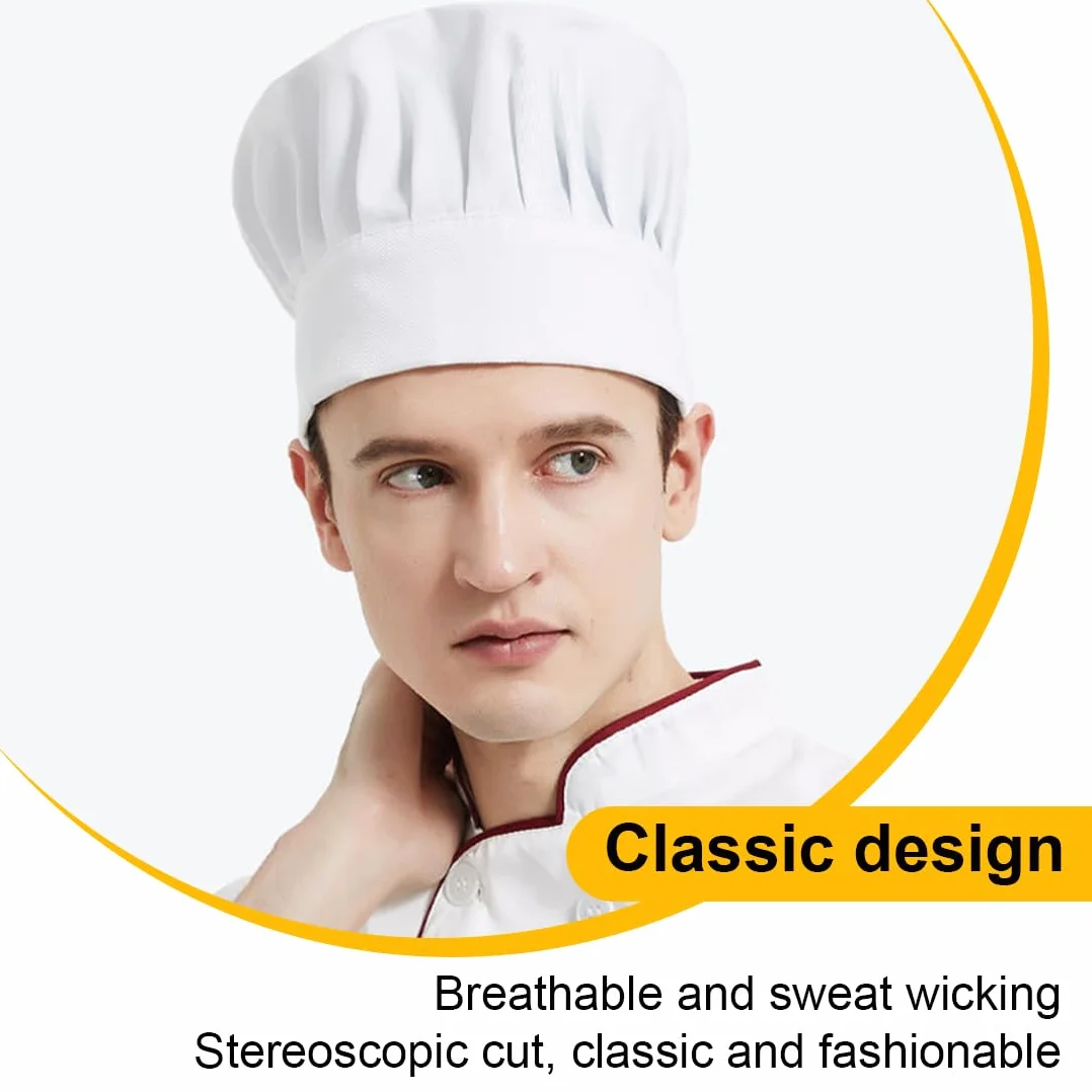 Cappello Cucina Chef Cuffia 2 Pezzi Morbidi Lavabili